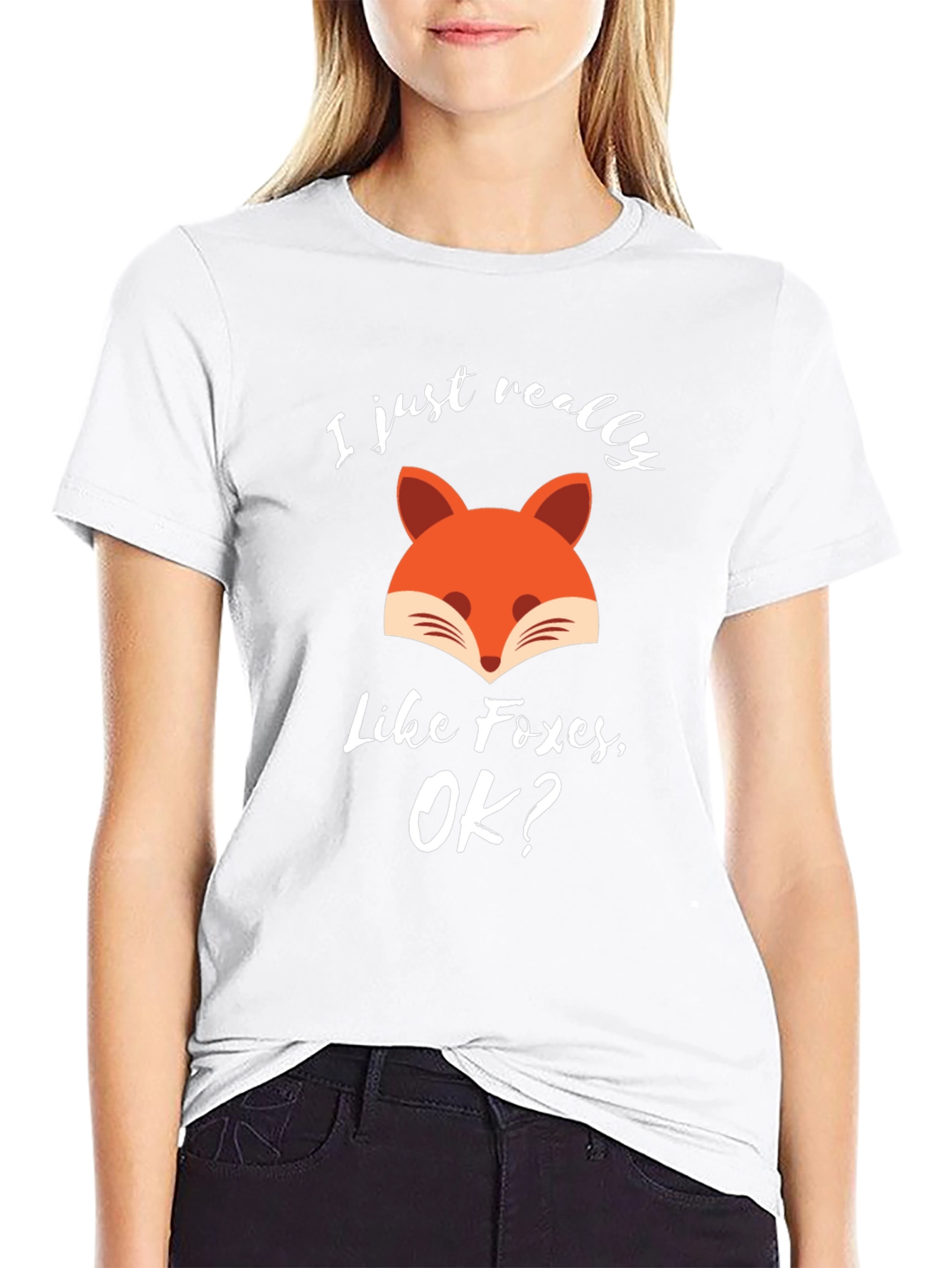 Black Funny Fox T-Shirt - I Just Really Like Foxes, OK? view 9