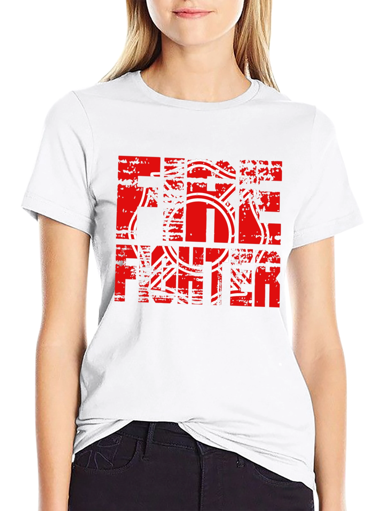 Firefighter Graphic Print Black T-Shirt - 9