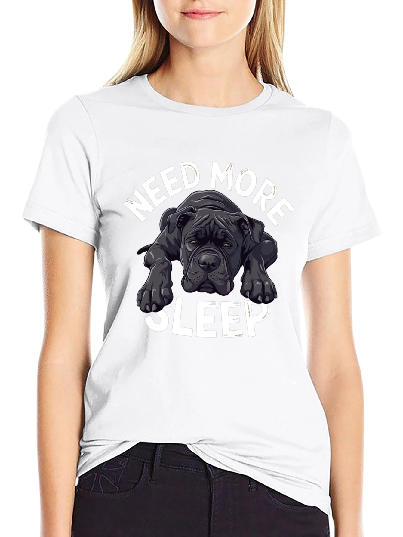 Black Need More Sleep Dog T-Shirt view 9