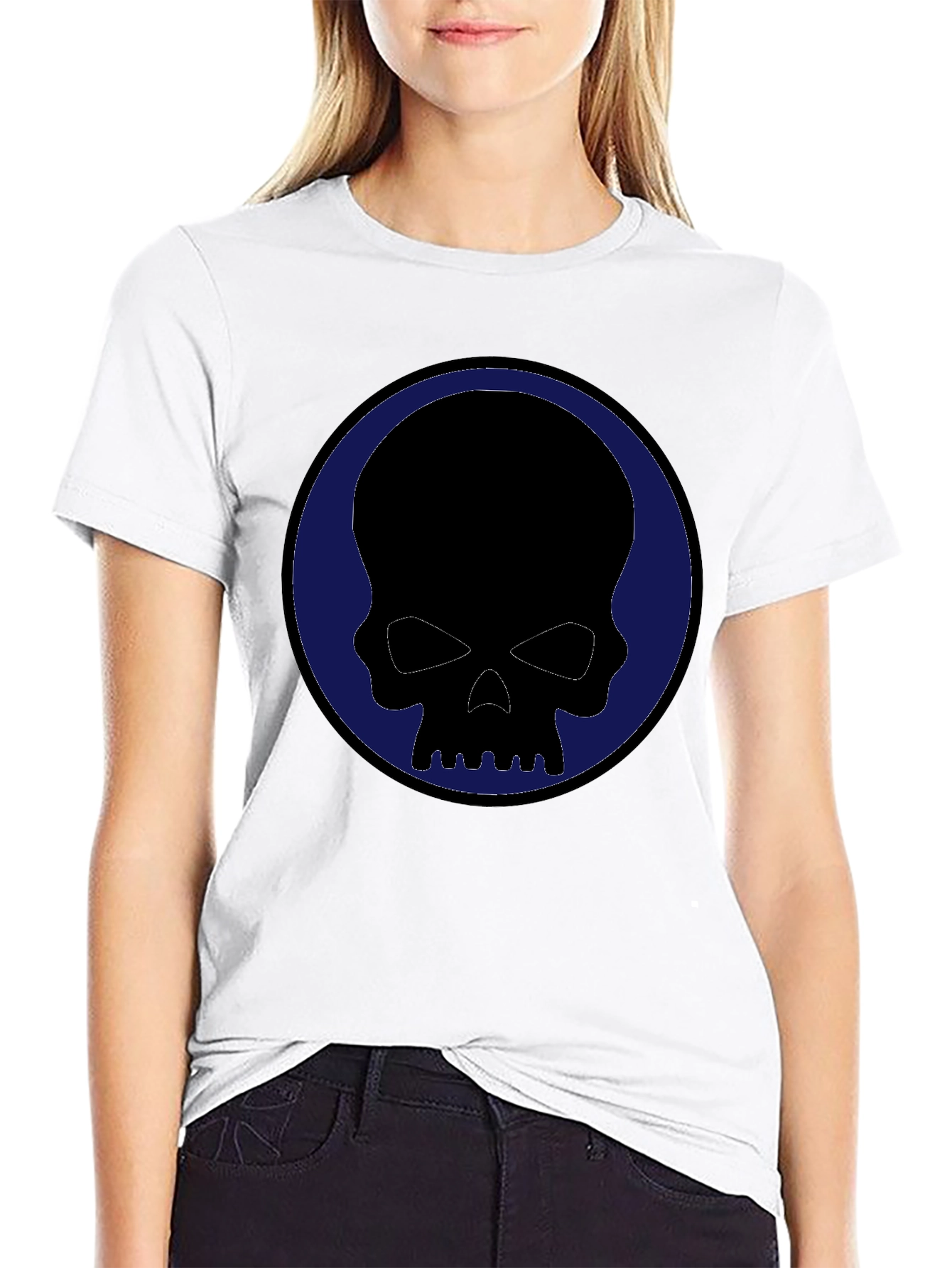 Black Skull Graphic Tee - Black Crew Neck Casual Shirt view 9