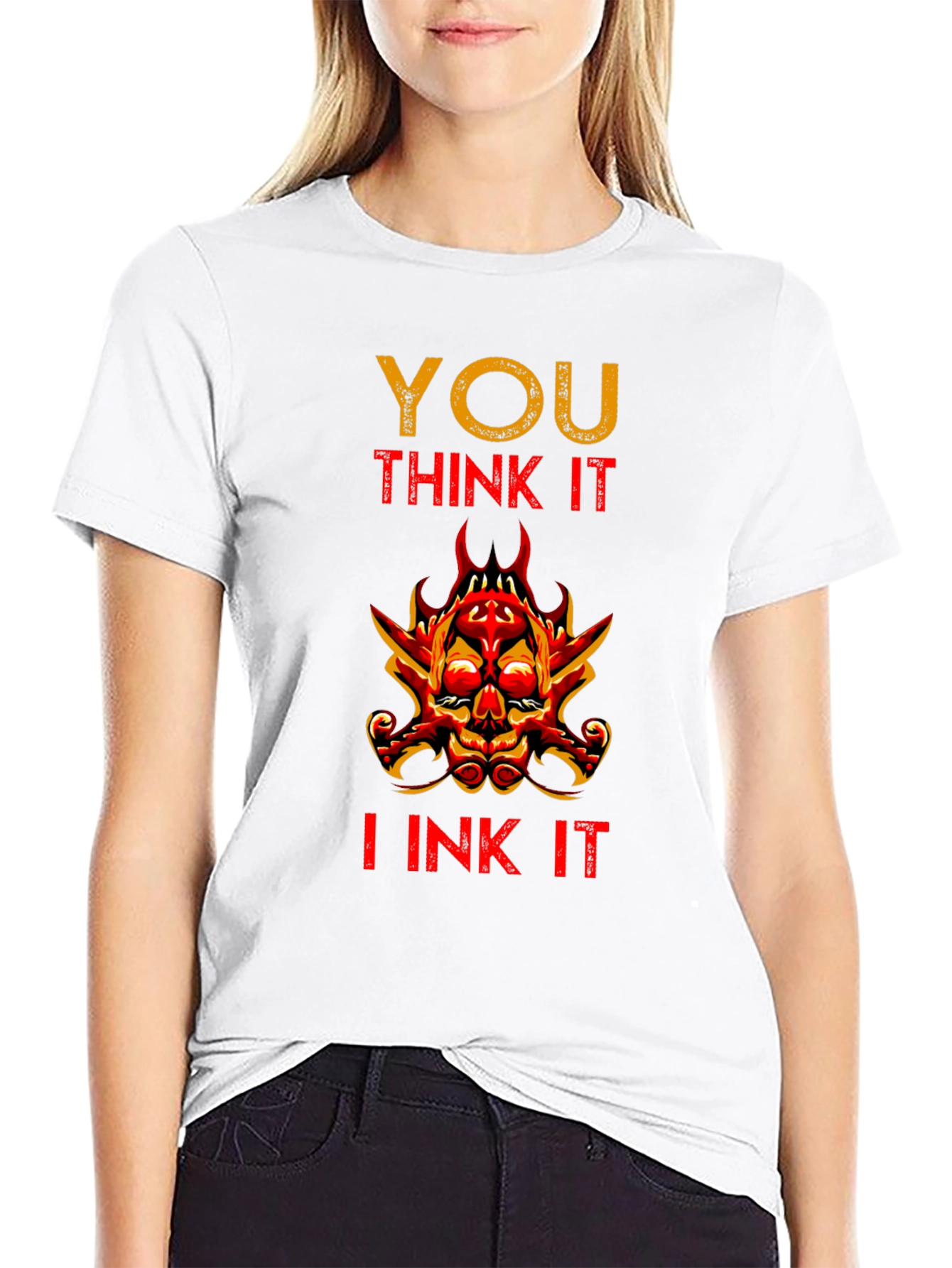 Black You Think It, I Ink It Graphic Tee - Unique Tattoo Artist T-Shirt view 9