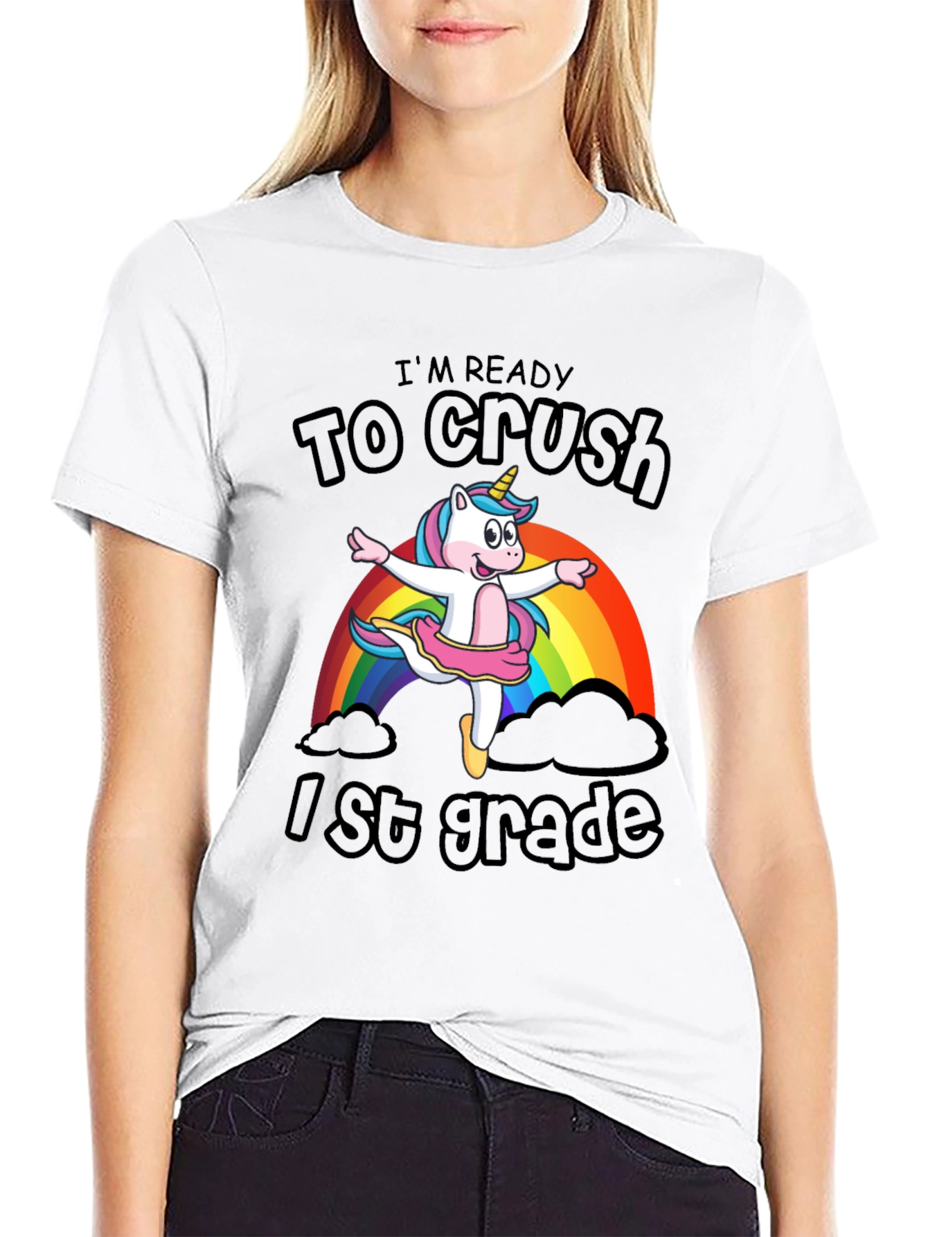 Black I'm Ready to Crush 1st Grade Unicorn T-Shirt view 9