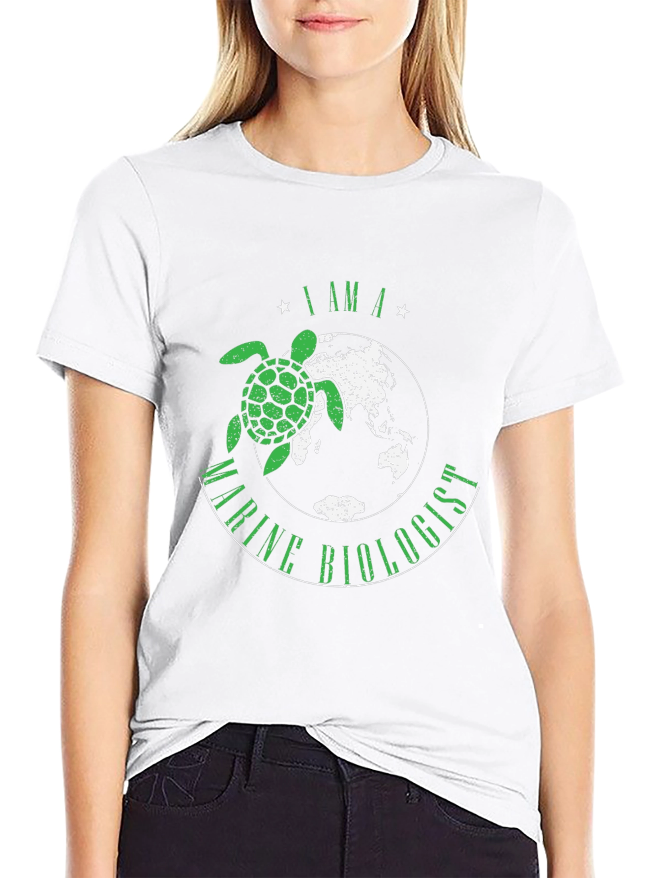 Black Marine Biologist Turtle Graphic T-Shirt view 9