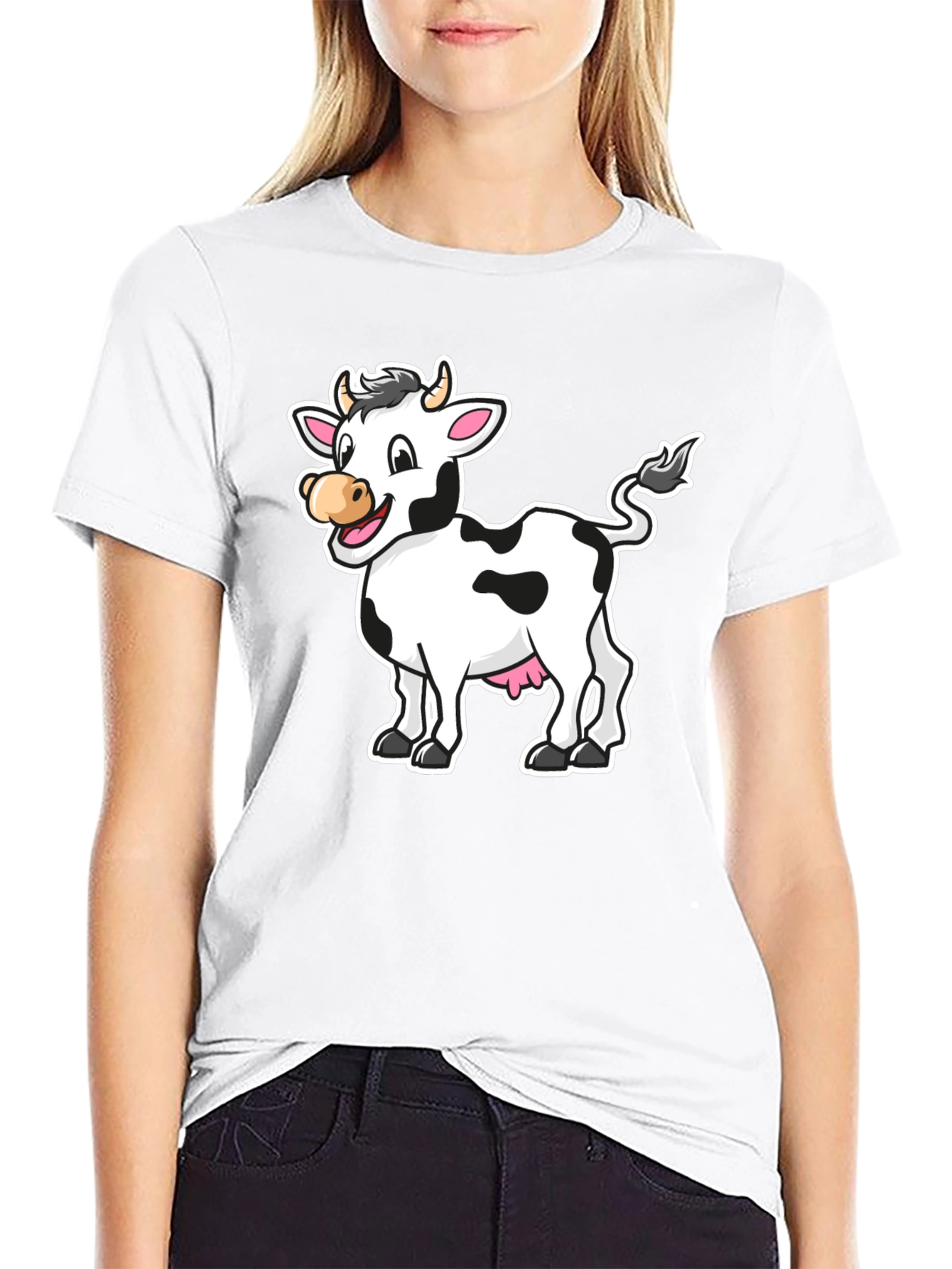 Black Cow Graphic Print Black T-Shirt view 9