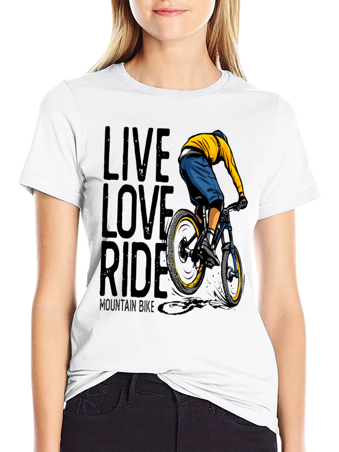 Black Live Love Ride Mountain Bike Graphic T-Shirt view 9