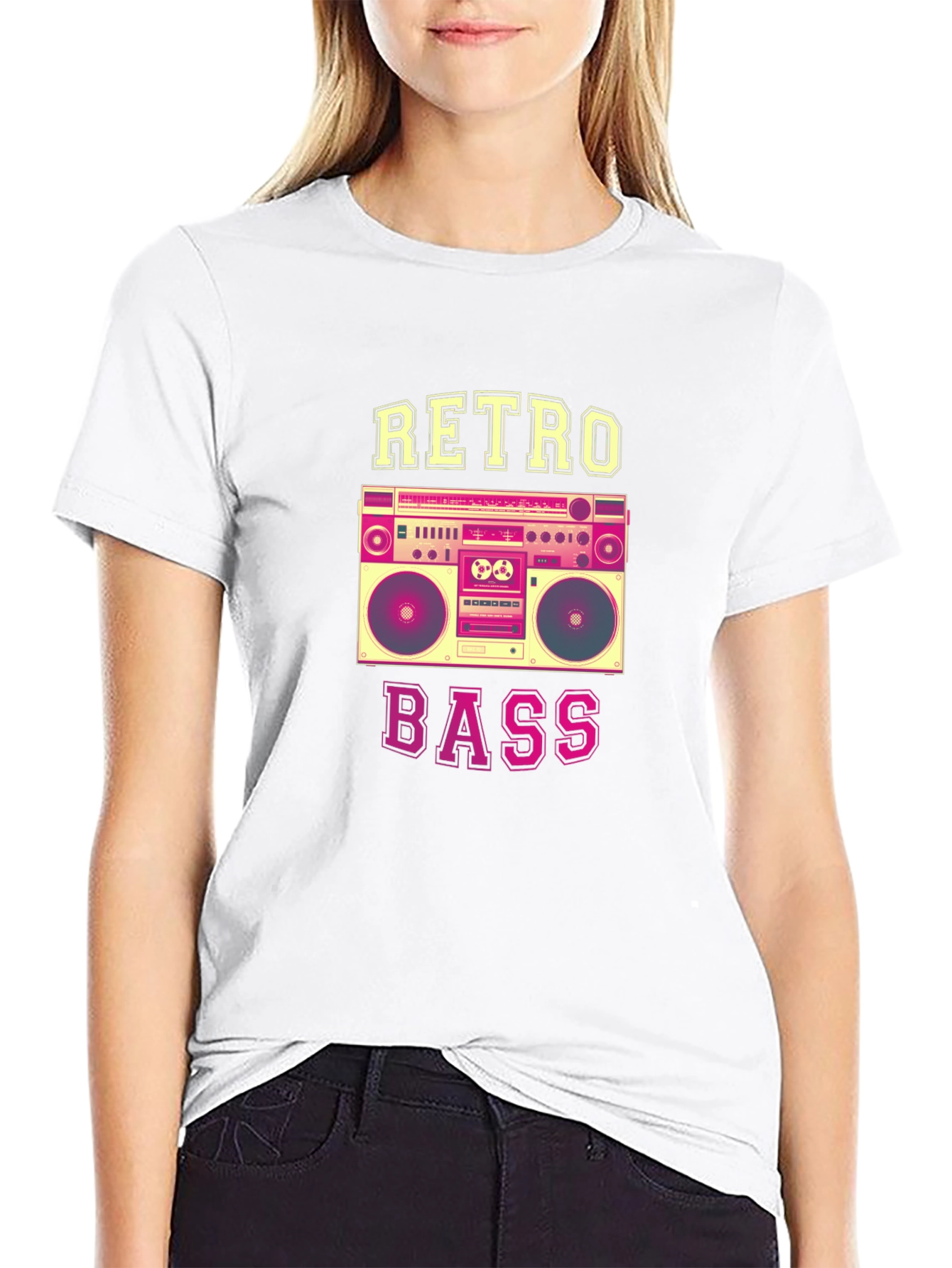 Black Retro Bass Boombox Graphic Tee - Black view 9