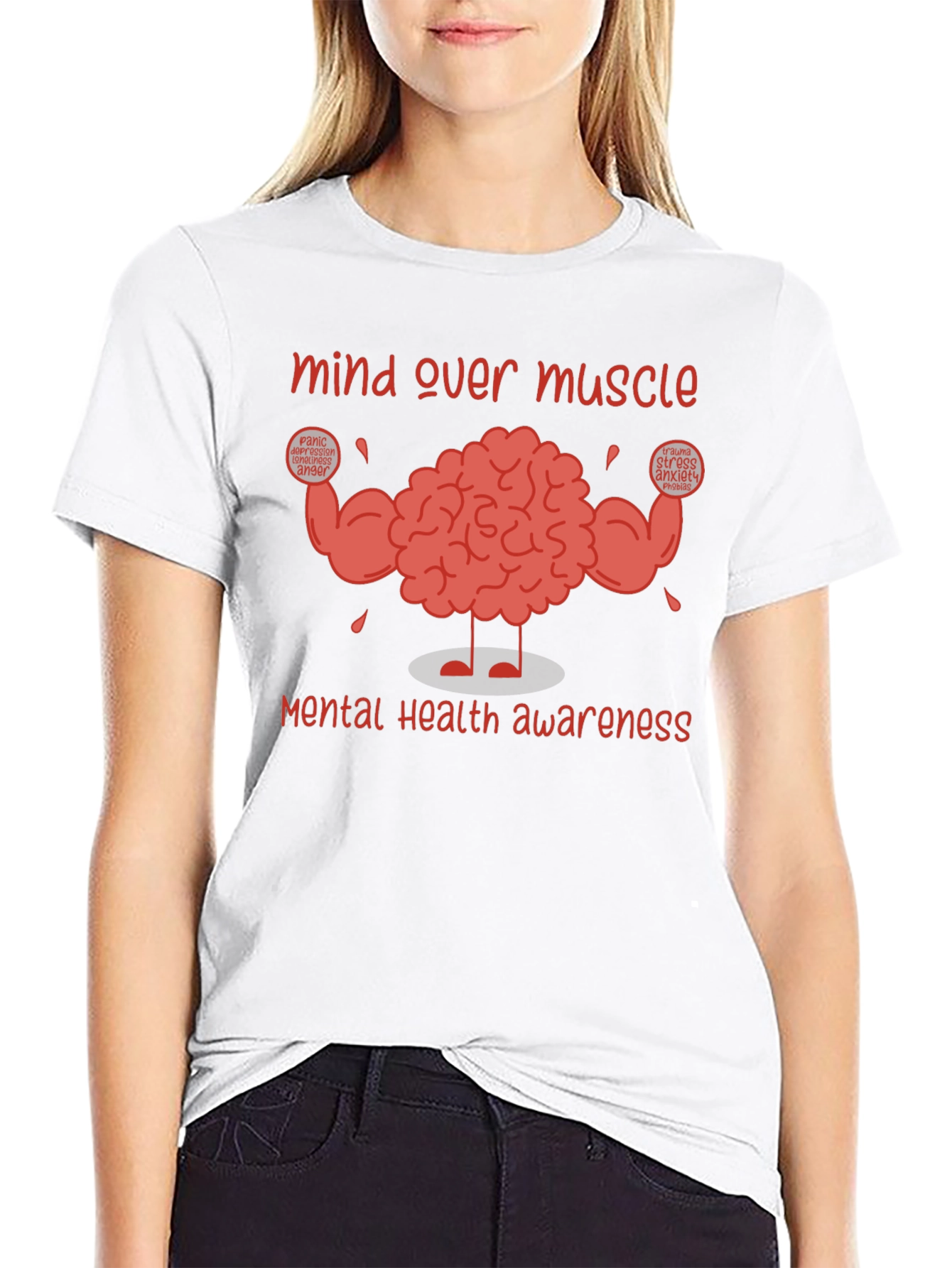 Black Mind Over Muscle Mental Health Awareness T-Shirt view 9