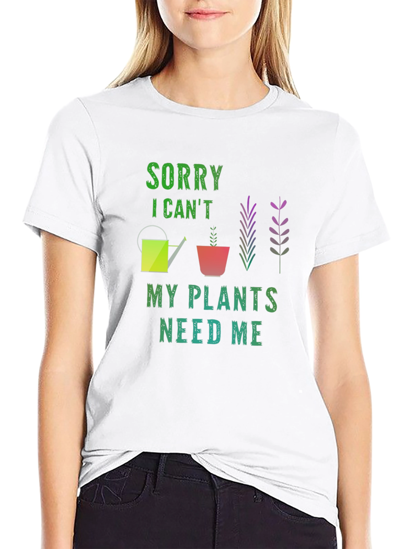 Black Sorry I Can't My Plants Need Me Black T-Shirt view 9