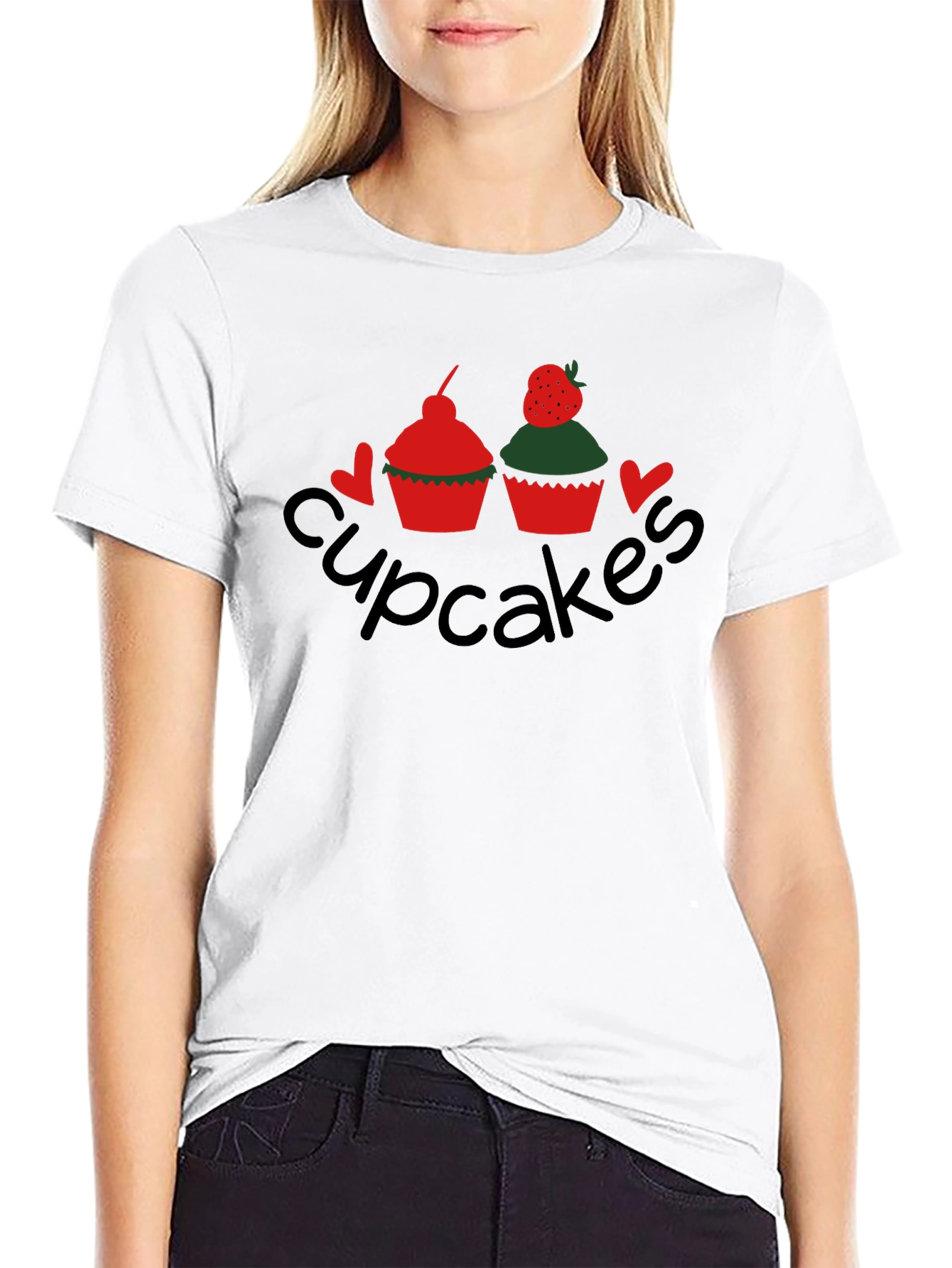 Black Cupcakes Graphic Tee - Black Crew Neck T-Shirt view 9