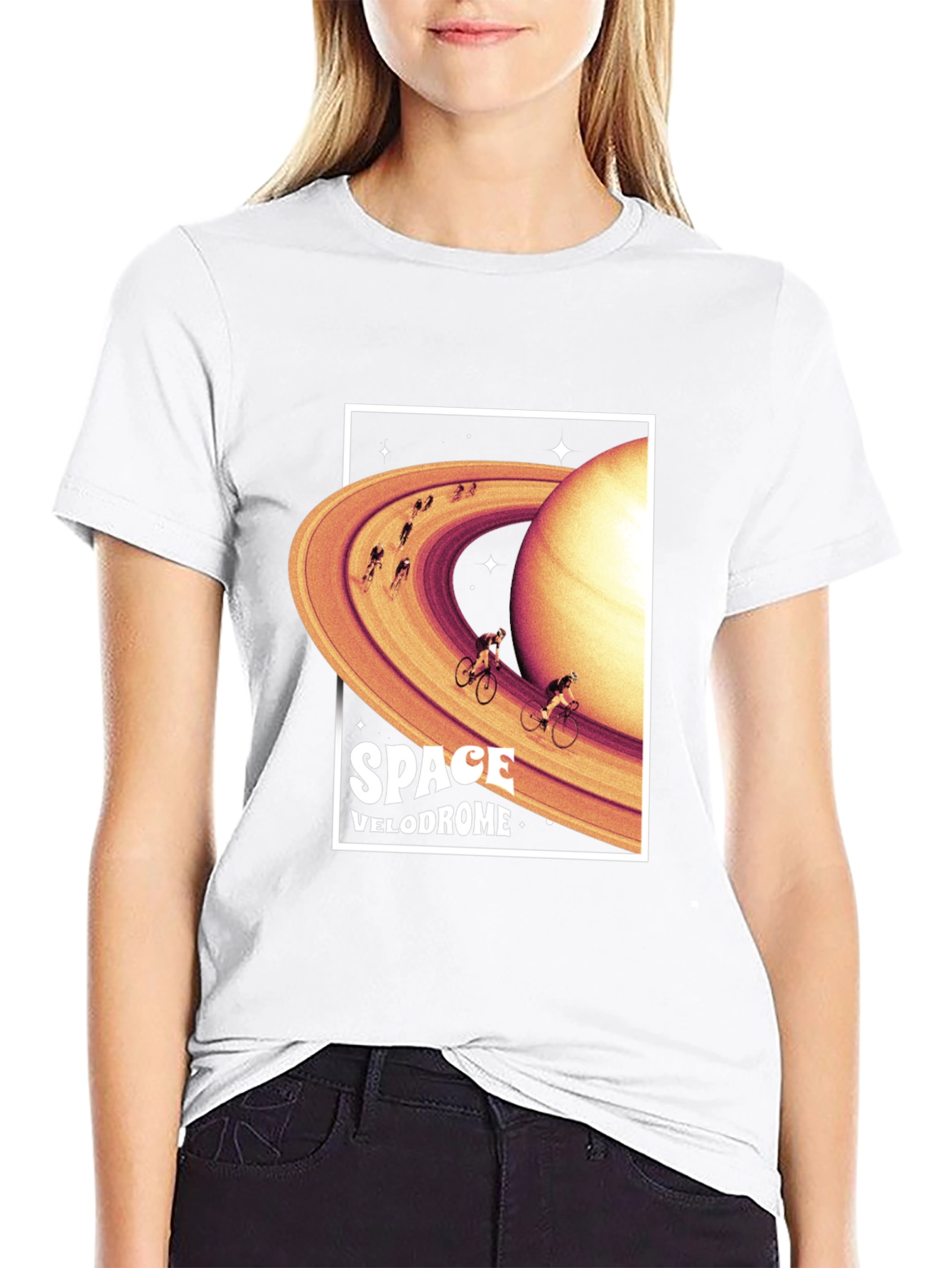 Black Space Velodrome Graphic T-Shirt - Saturn Cycling Tee view 9