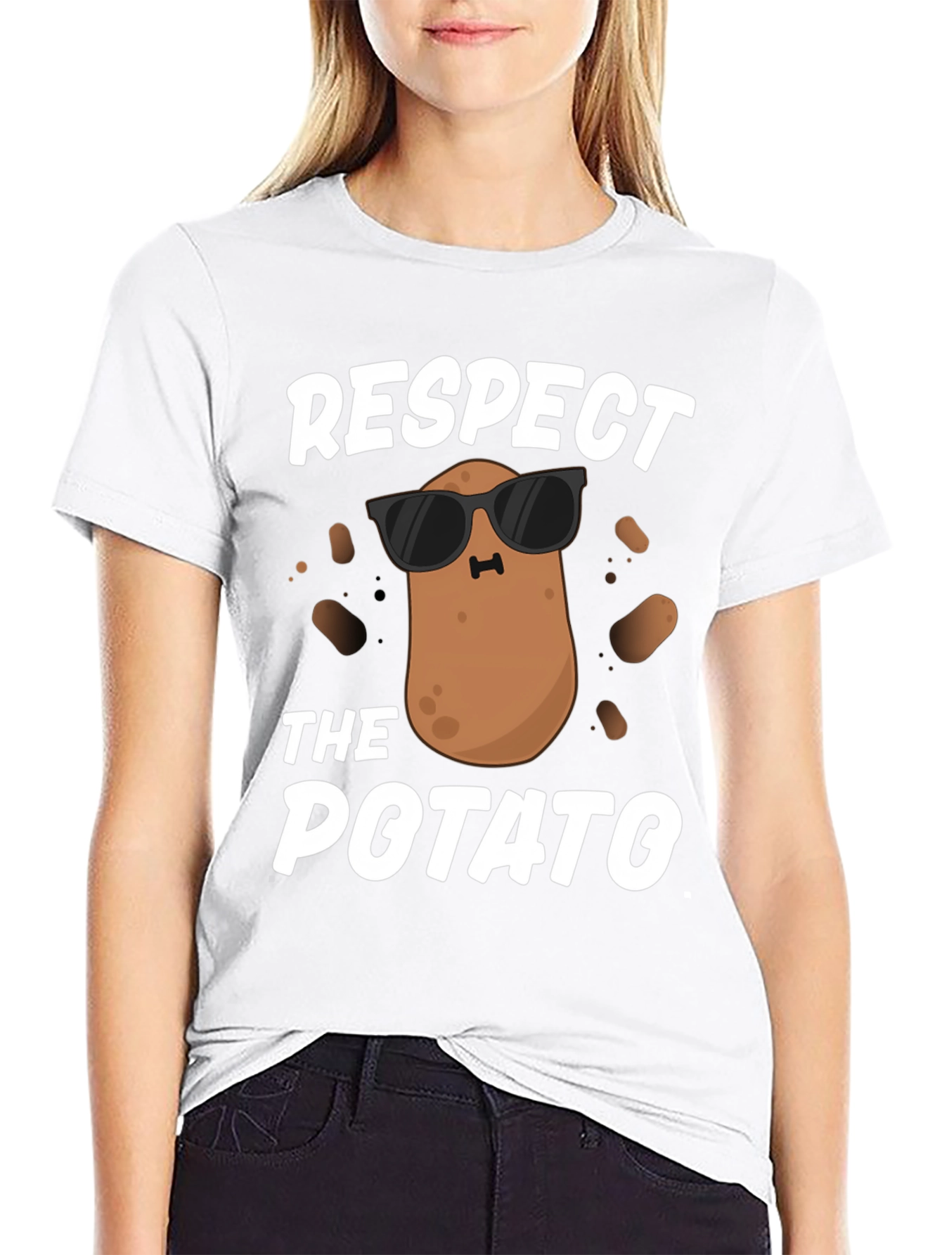 Black Respect the Potato Graphic Tee view 9