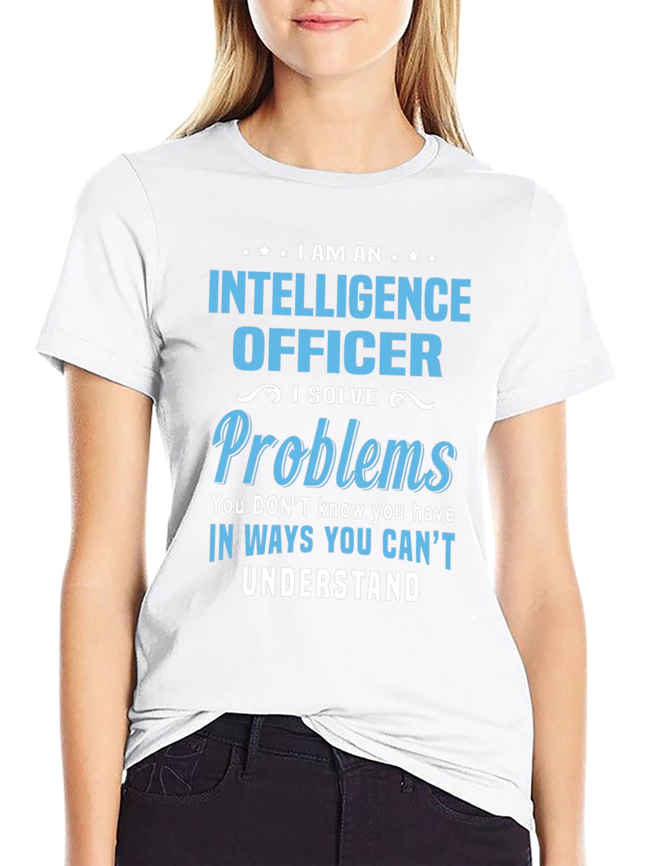 Black Intelligence Officer T-Shirt - Problem Solver Tee view 9