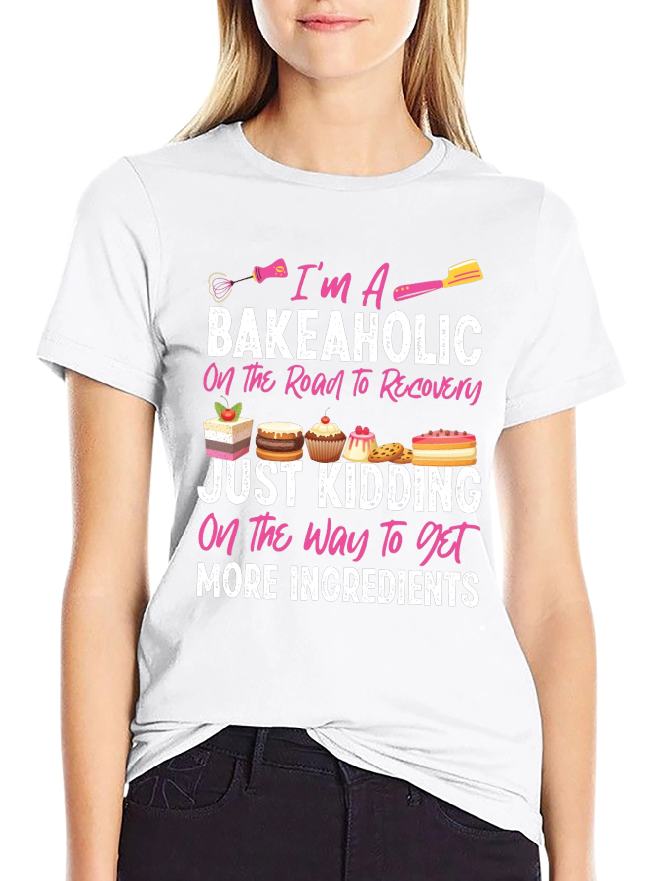 Black Bakeaholic T-Shirt: Baking Lover Tee view 9