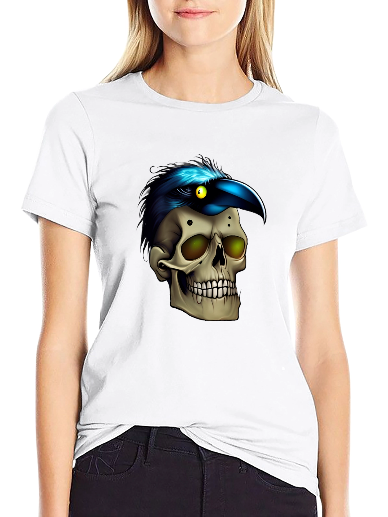 Black Skull & Raven T-Shirt: Gothic Style view 9