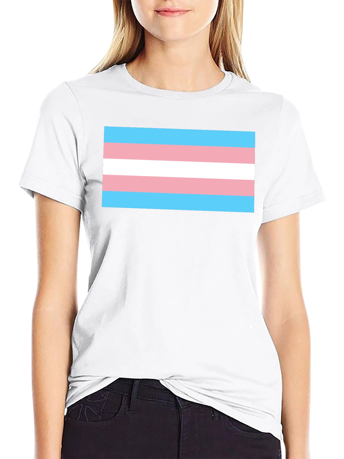 Black Transgender Pride Flag T-Shirt - Black Tee view 9