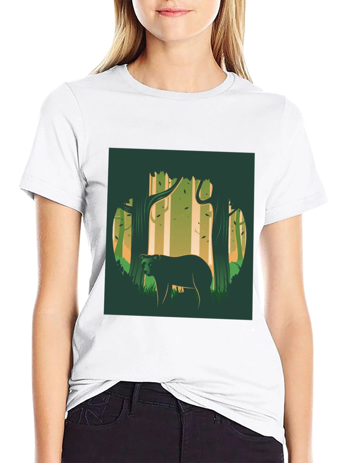 Black Bear in Forest Graphic Tee - Nature Lover Shirt view 9