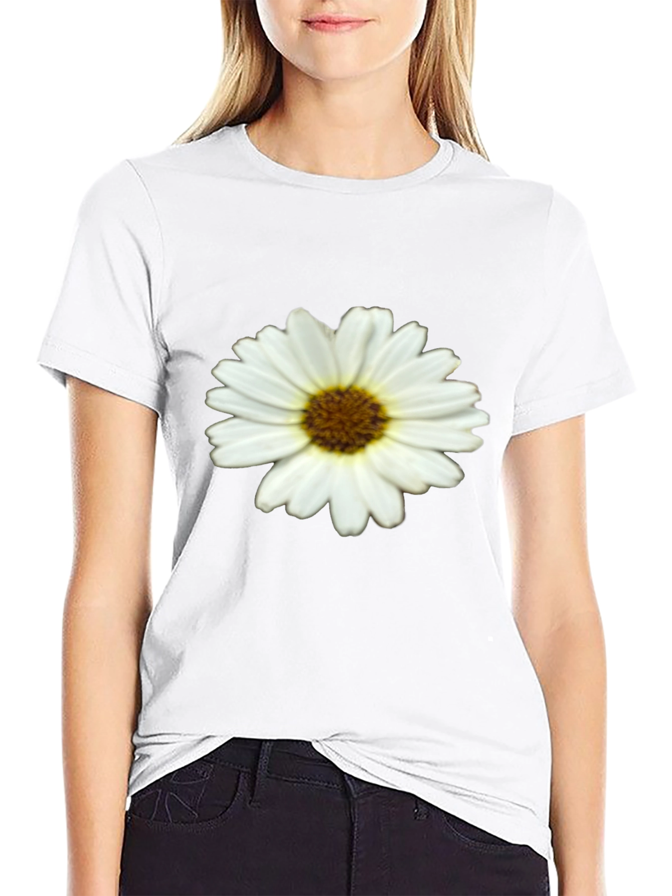 Black Daisy Graphic Print Black T-Shirt view 9