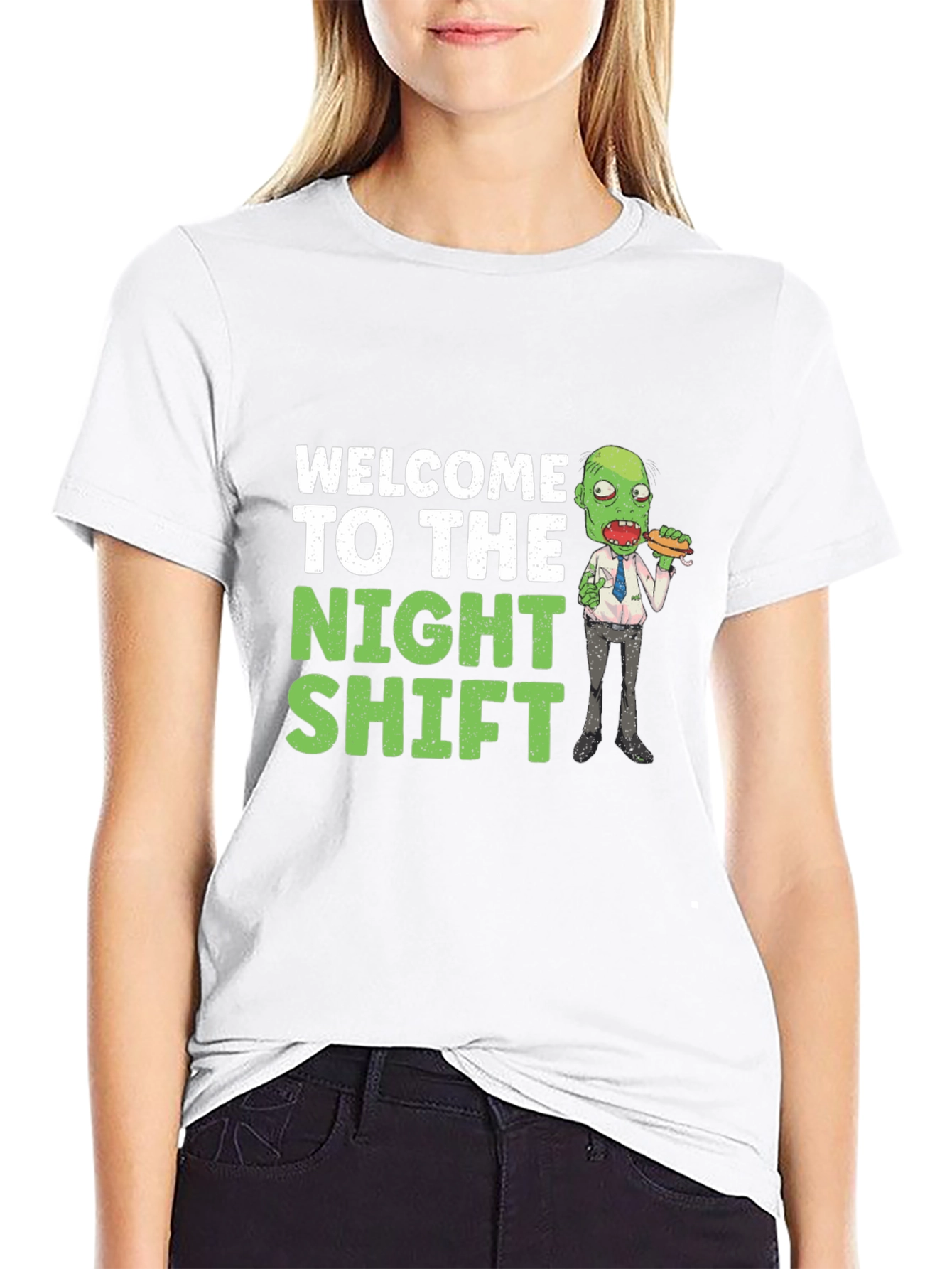 Black Welcome To The Night Shift Zombie T-Shirt view 9