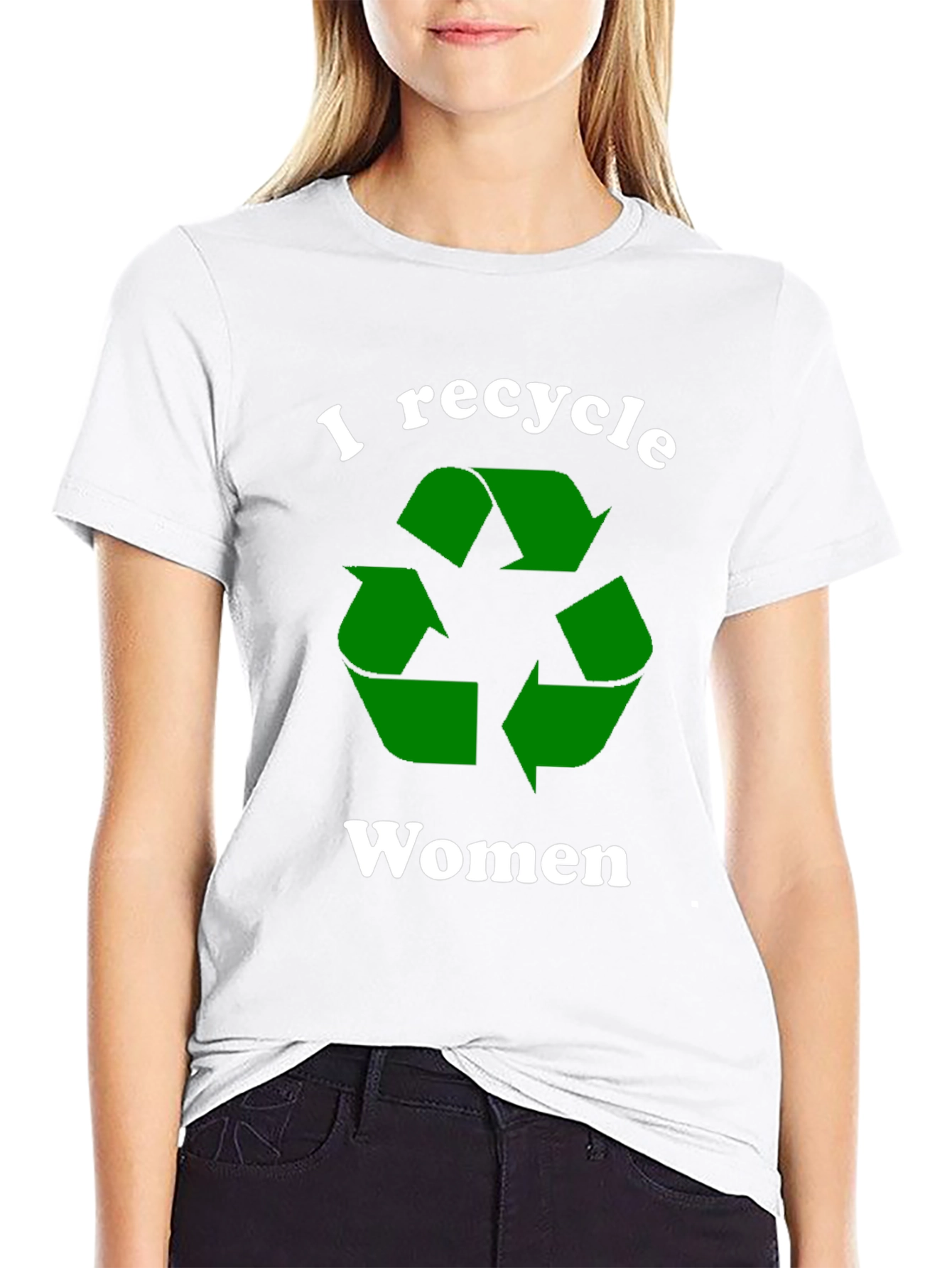Black I Recycle Women Graphic Tee - Bold Statement T-Shirt view 9