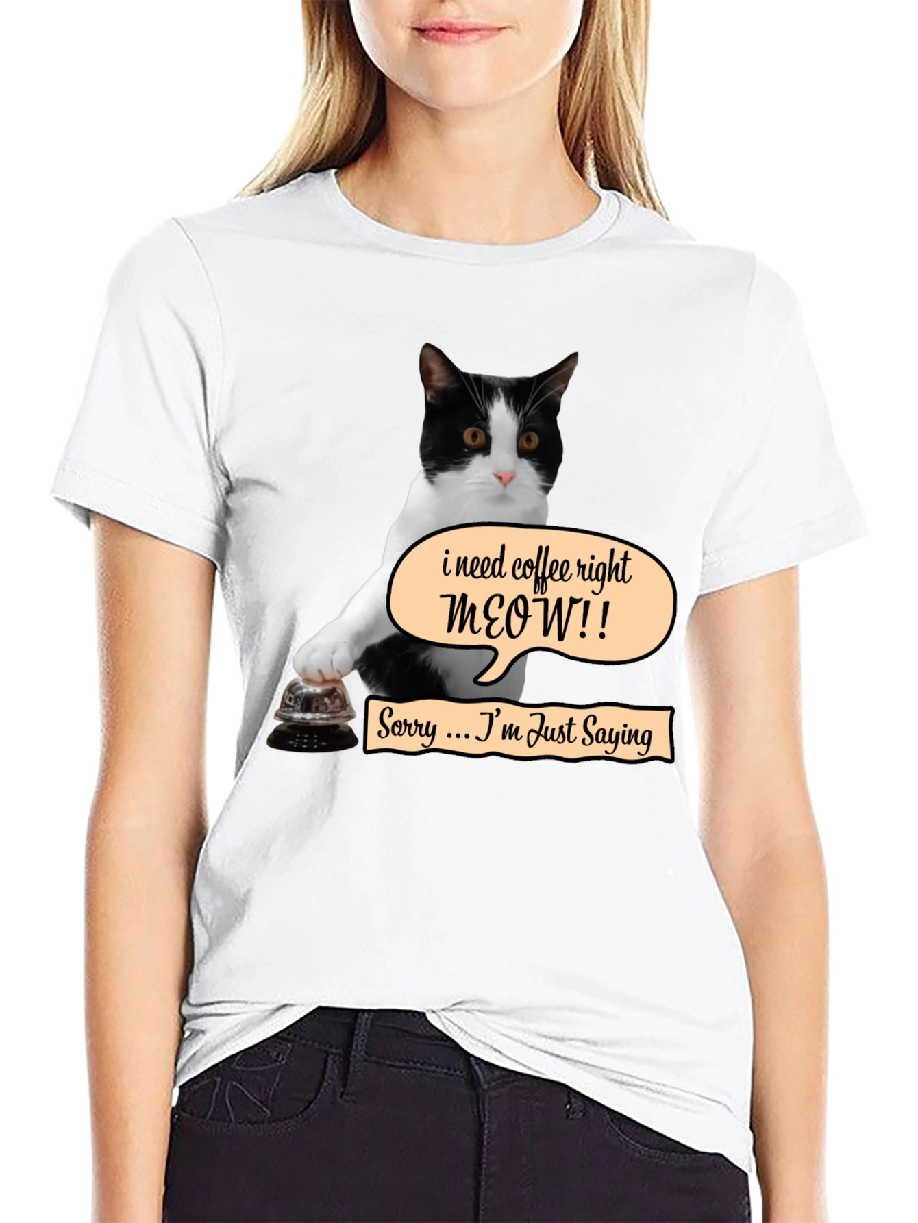 Black Coffee Meow Cat T-Shirt - Funny Novelty Tee view 9