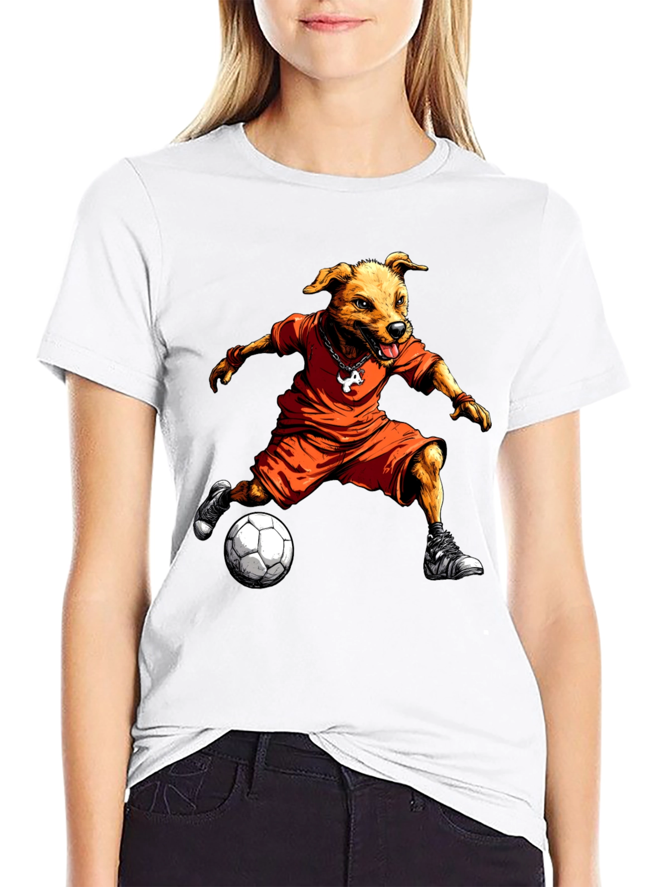 Black Dog Soccer Player Graphic T-Shirt view 9
