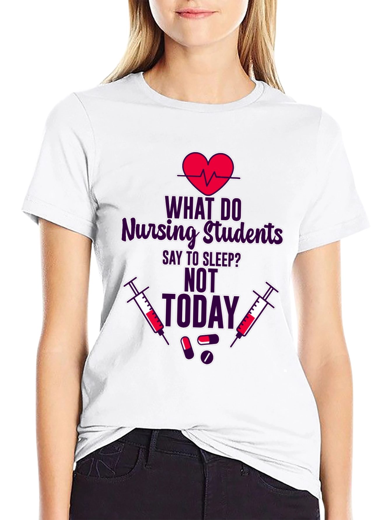 Black Nursing Student Sleep Tee - Not Today! view 9