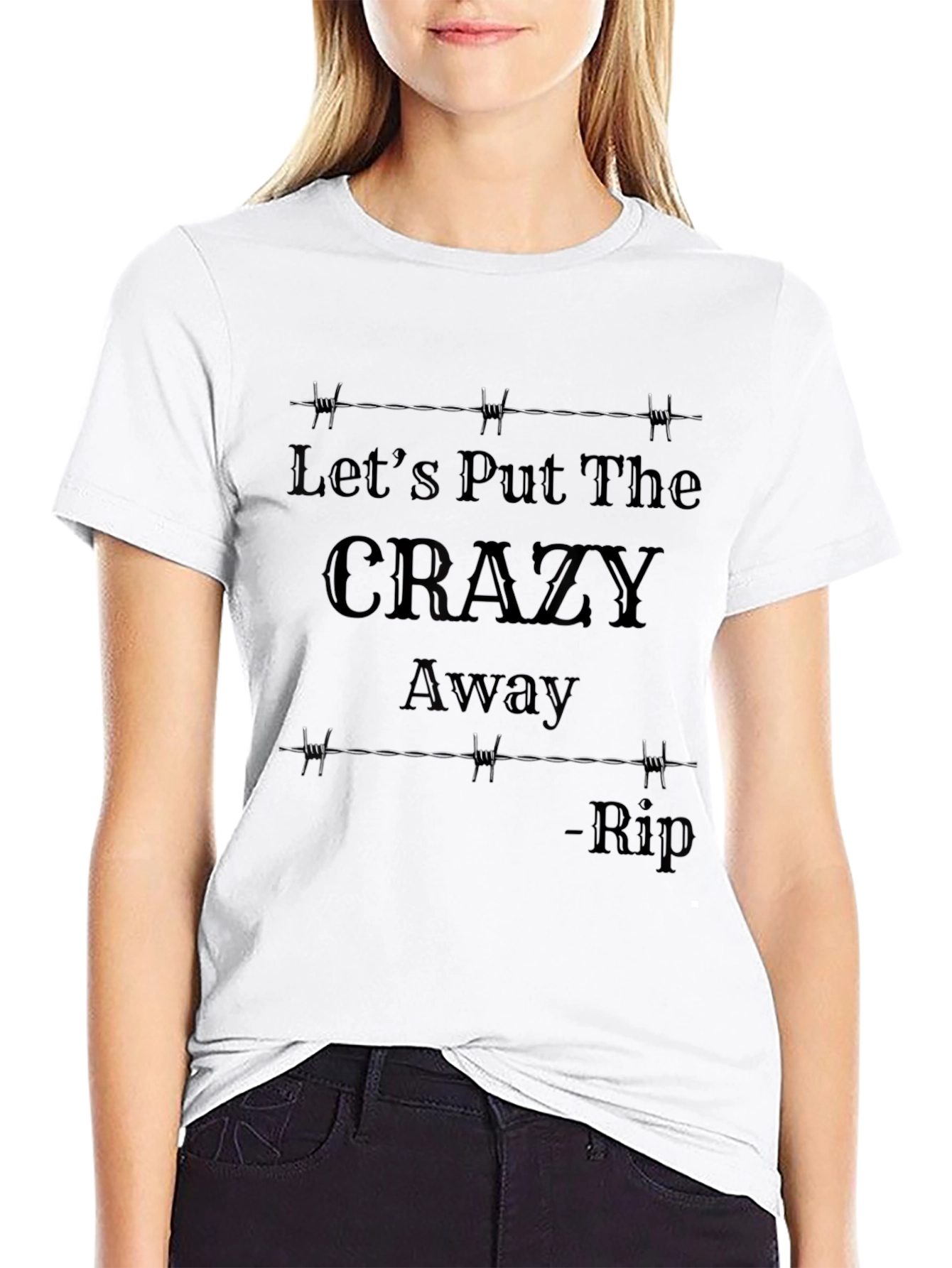 Black Let's Put The Crazy Away T-Shirt view 9