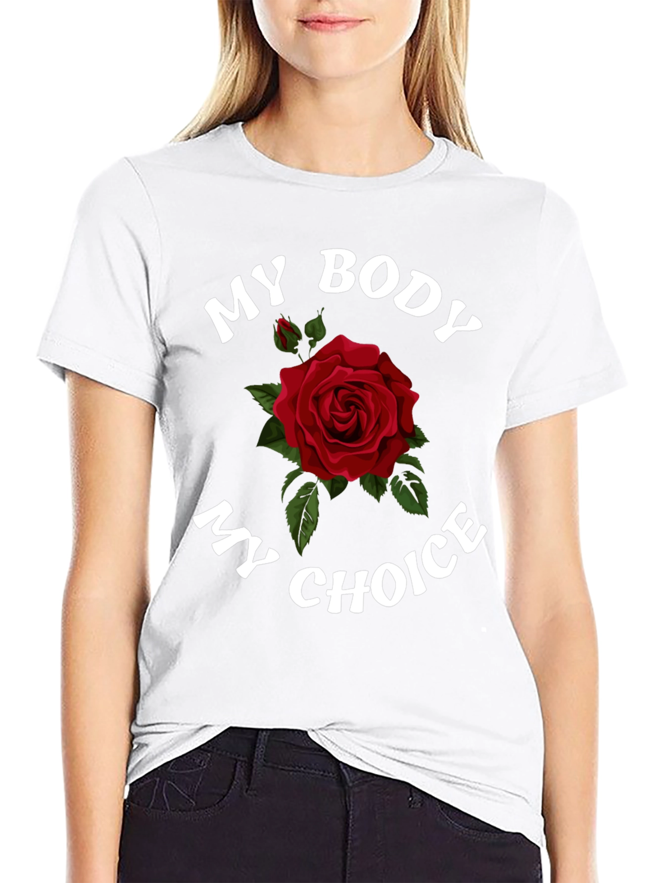 Black My Body My Choice Rose Graphic T-Shirt view 9