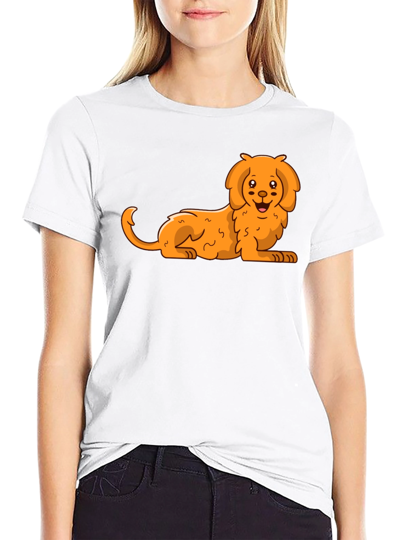 Black Cute Cartoon Dog Black T-Shirt view 9
