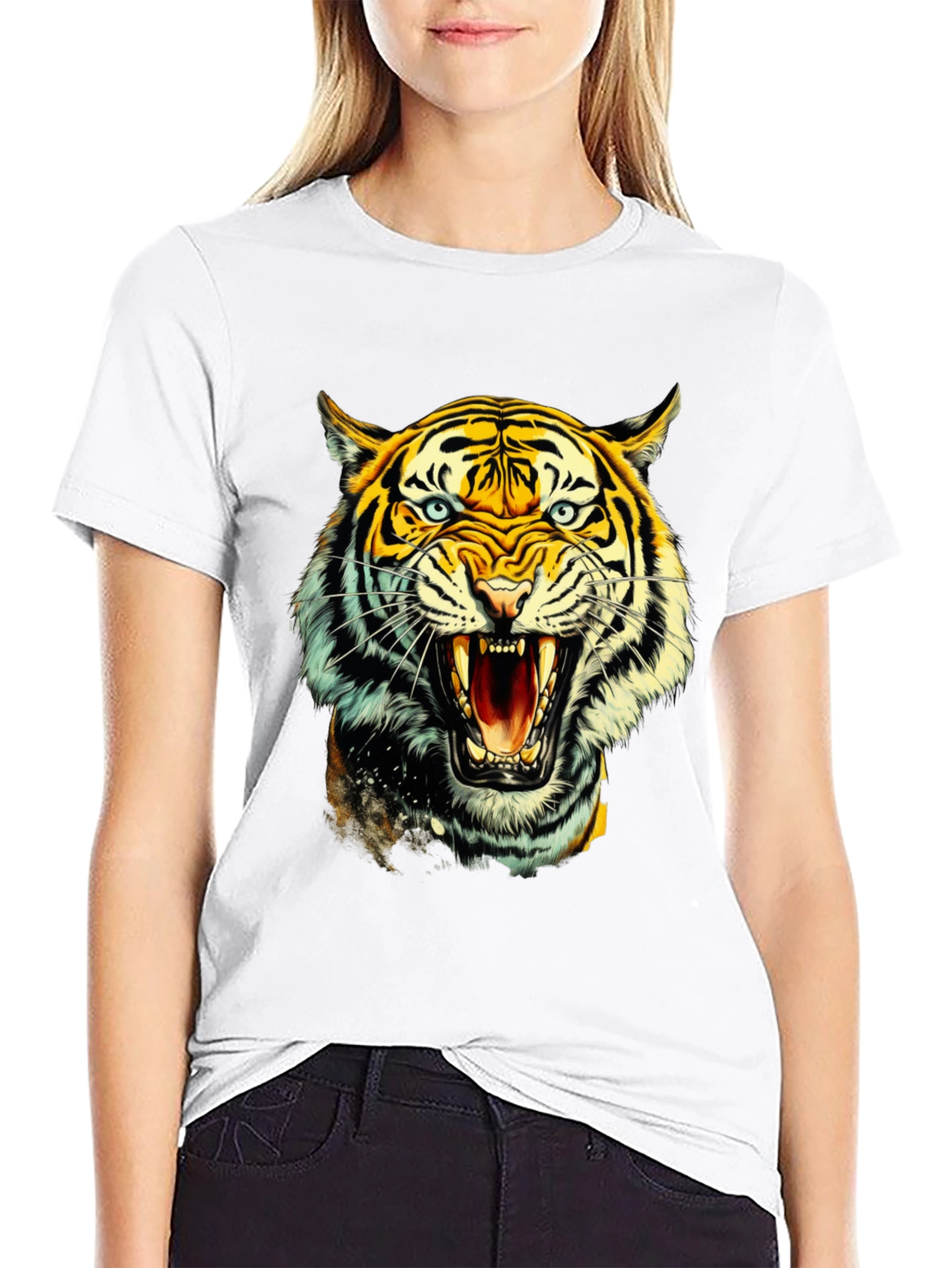 Black Roaring Tiger Graphic Tee - Bold & Fierce view 9