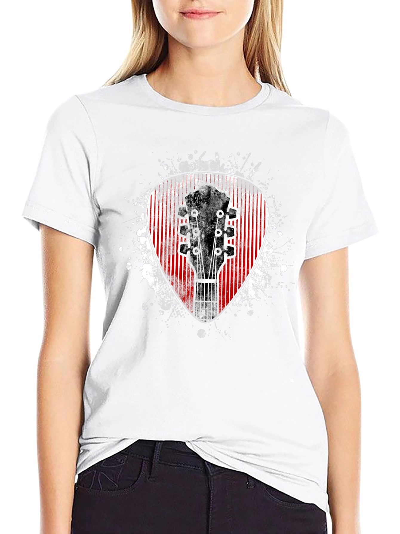 Black Guitar Pick Graphic Tee - Rock & Roll Shirt view 9