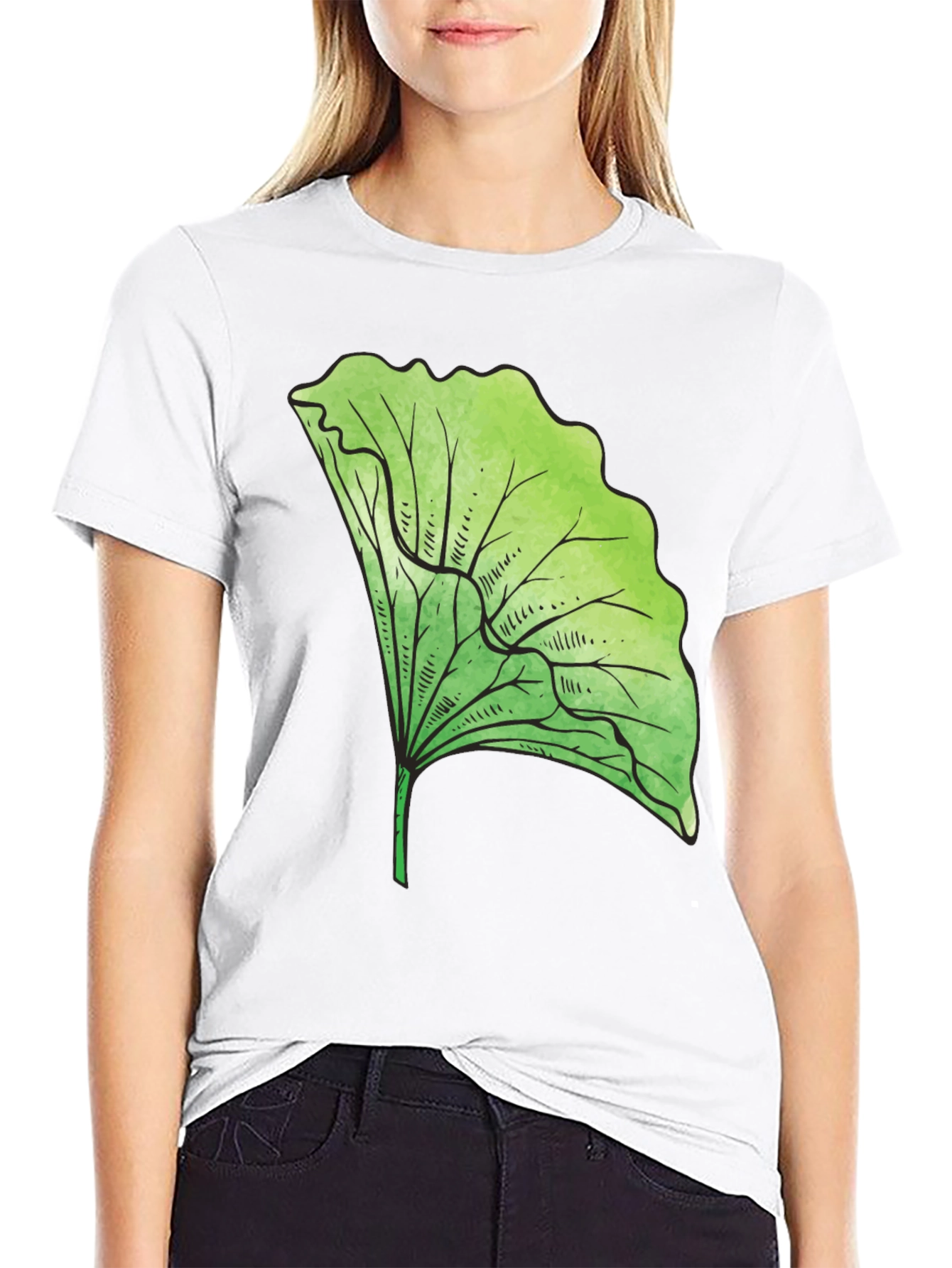 Black Lettuce Leaf Graphic Tee - Fresh Style! view 9