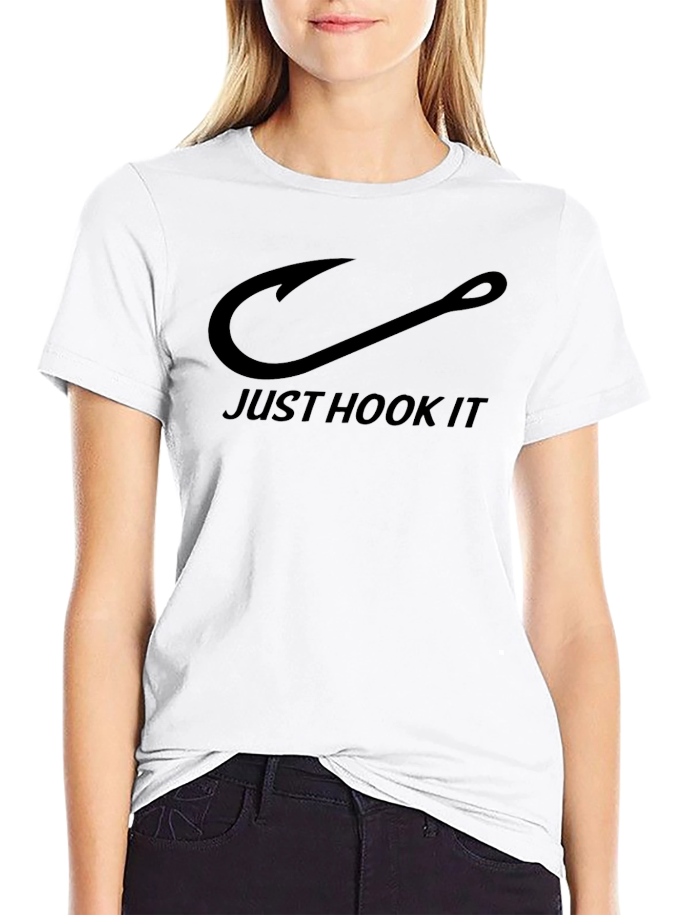 Black Just Hook It T-Shirt - Black Fishing Tee view 9