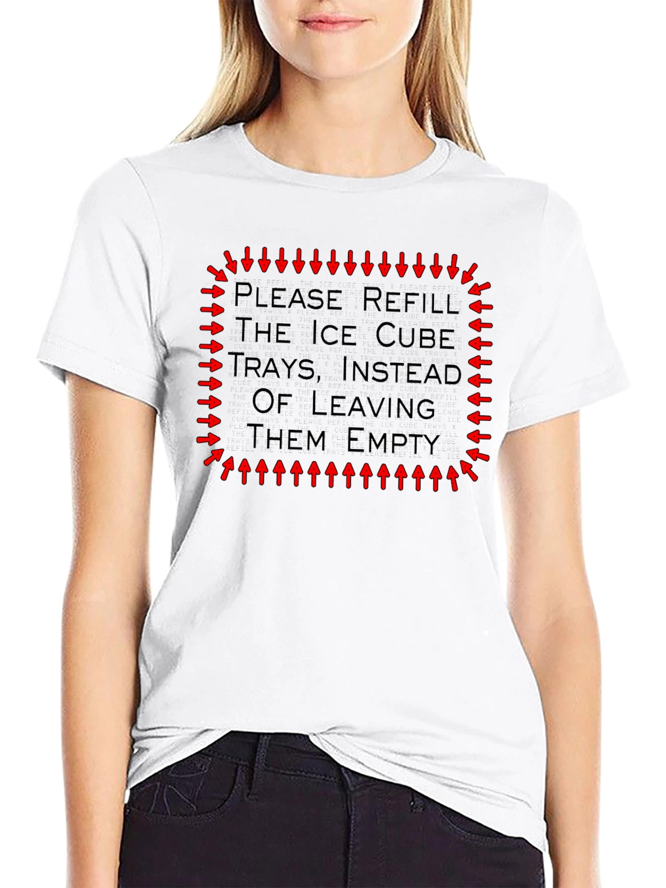 Black Refill Ice Cube Trays Graphic Tee - Funny Reminder Shirt view 9
