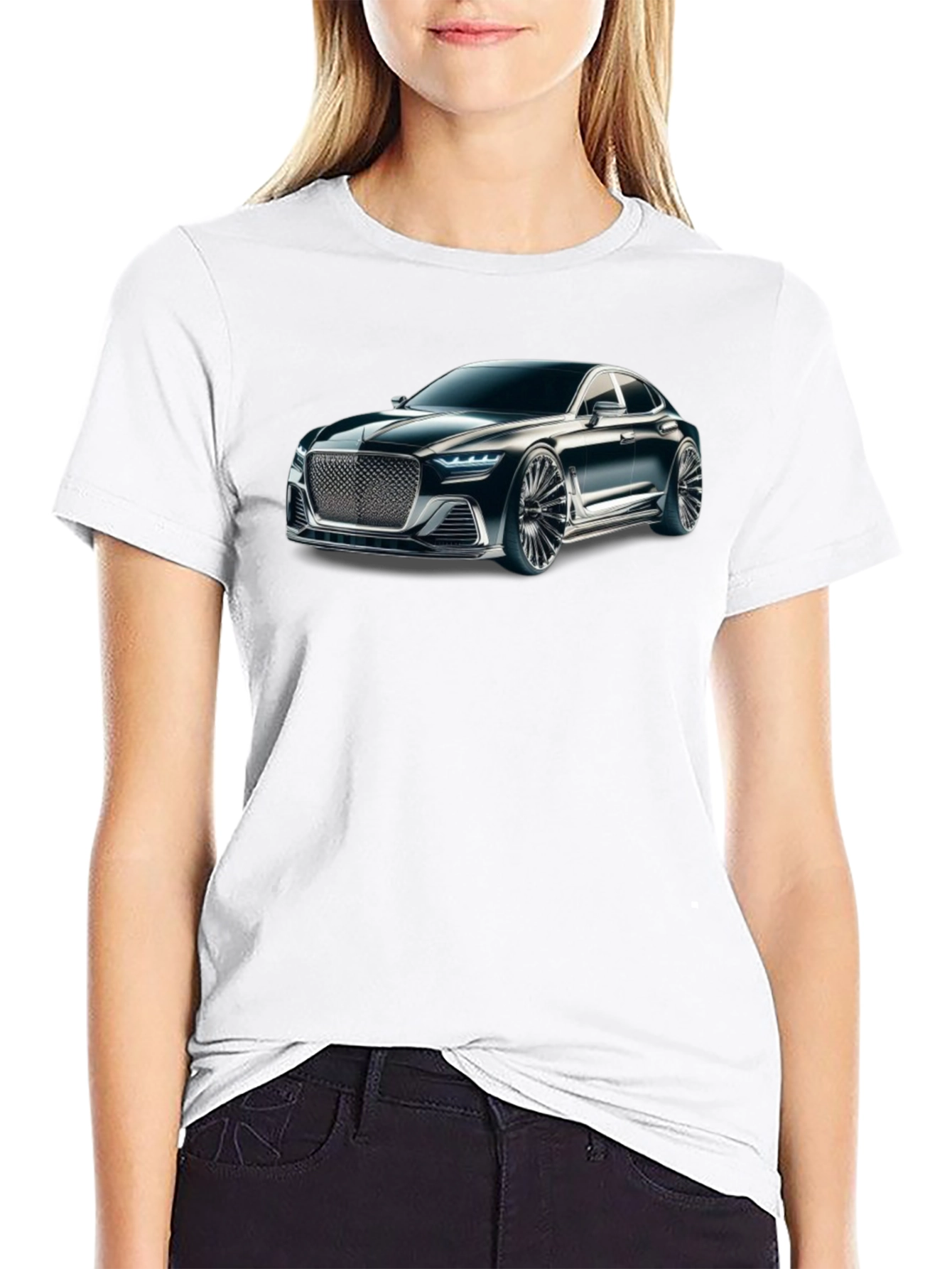 Black Sleek Car Graphic Black T-Shirt view 9