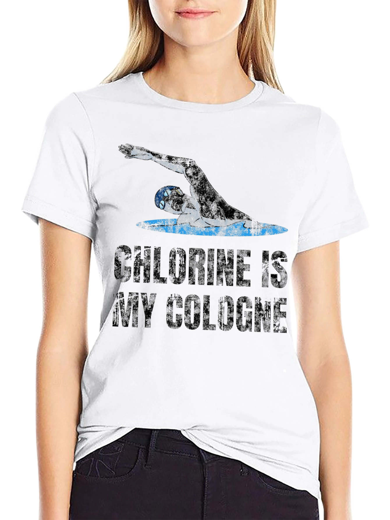 Black Chlorine is My Cologne Swimmer T-Shirt view 9