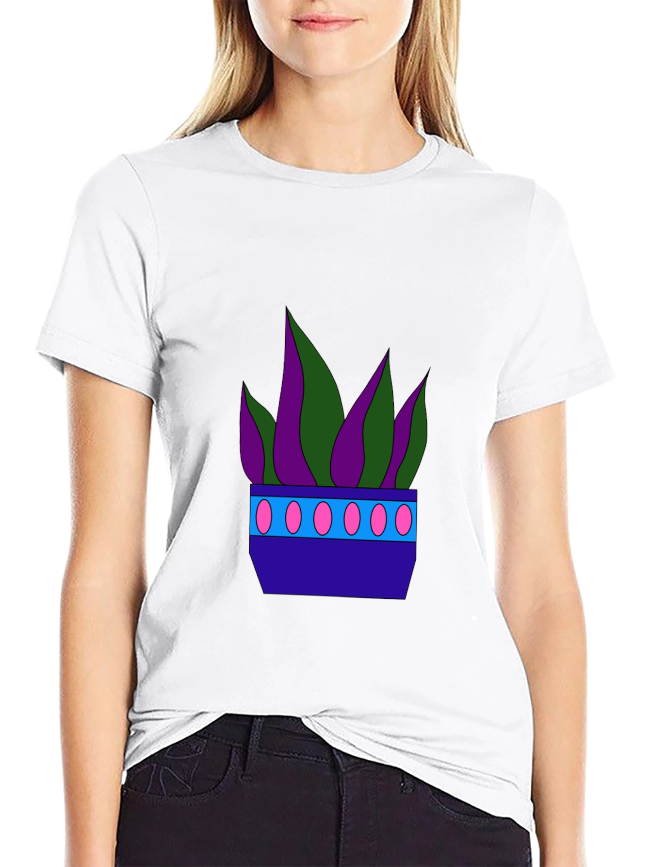 Black Funky Potted Plant Graphic Tee view 9