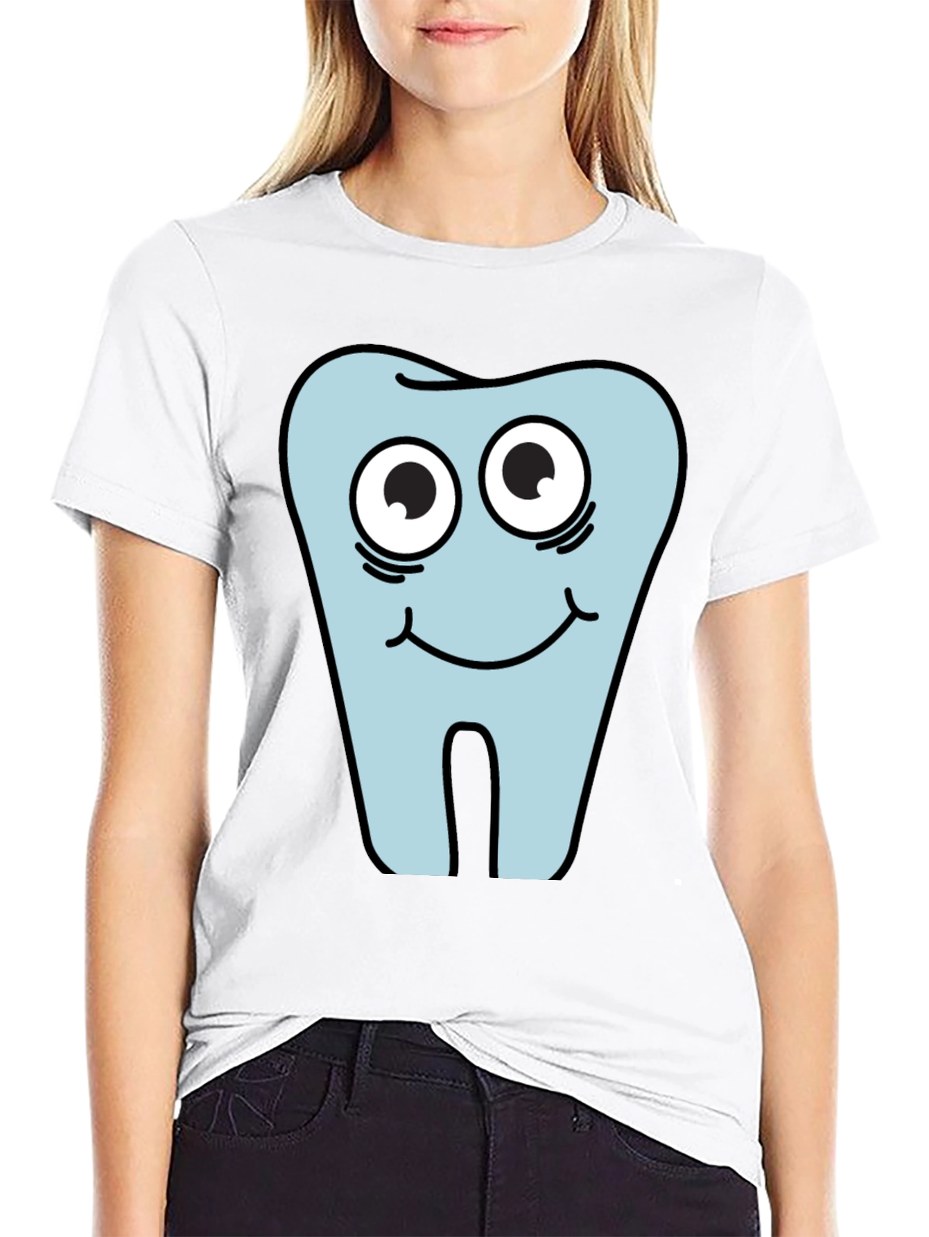 Black Funny Tooth Graphic Tee - Dental Humor Shirt view 9