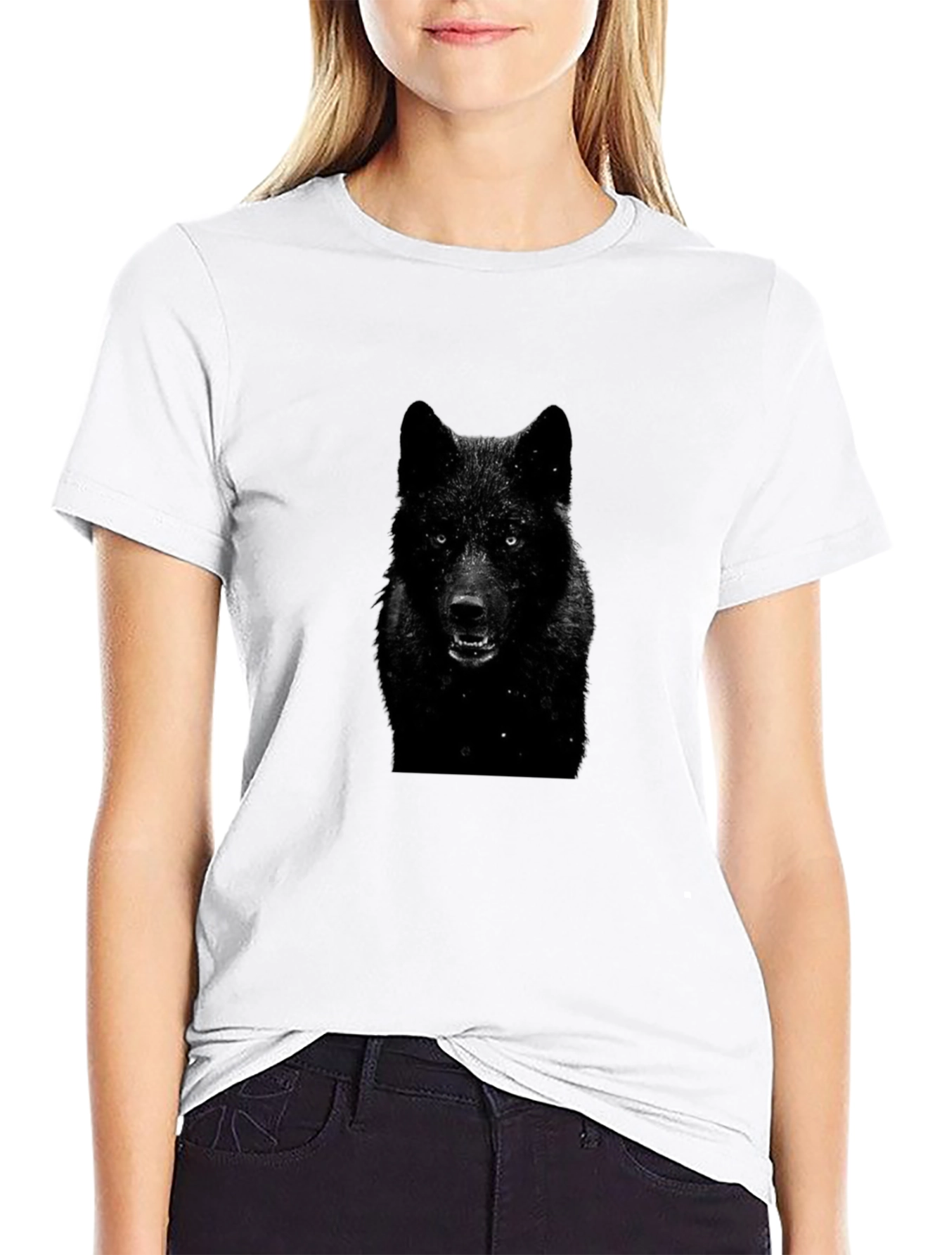 Black Black Wolf Graphic T-Shirt - Men's Short Sleeve Crew Neck Tee view 9