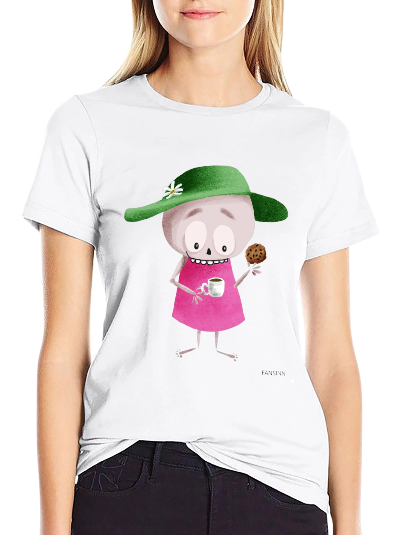 Black Whimsical Cartoon T-Shirt - Unique Design view 9