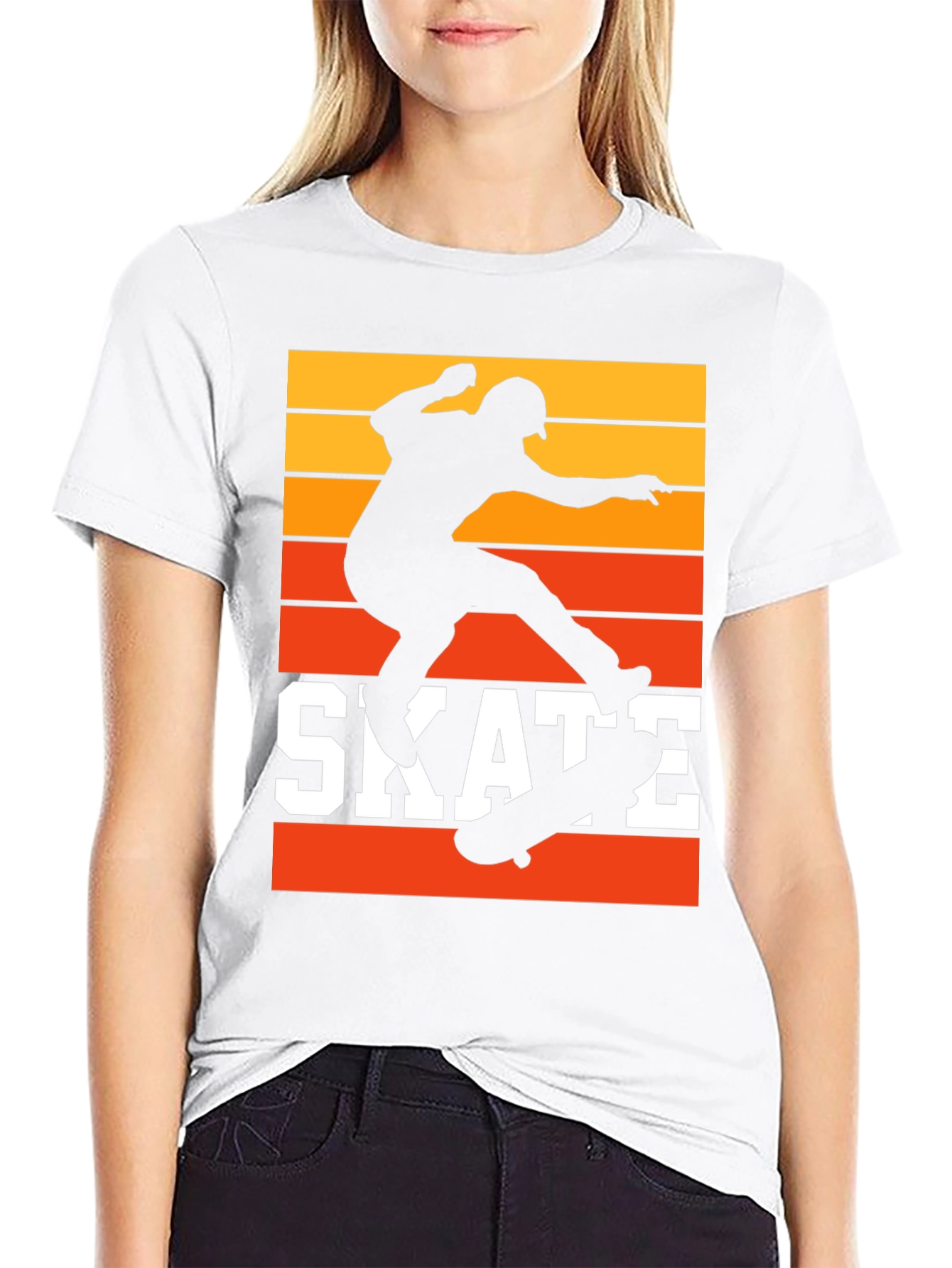 Black Retro Skate T-Shirt - Cool Skater Design view 9