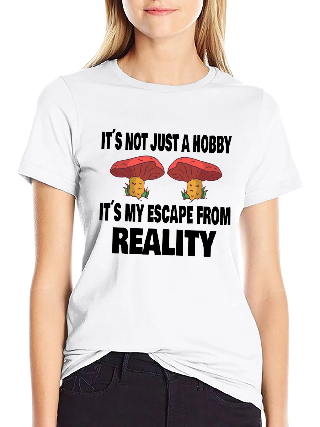 Black Mushroom Escape Reality Graphic T-Shirt view 9