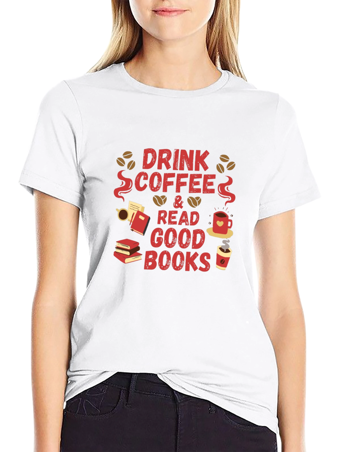 Black Drink Coffee and Read Good Books T-Shirt view 9