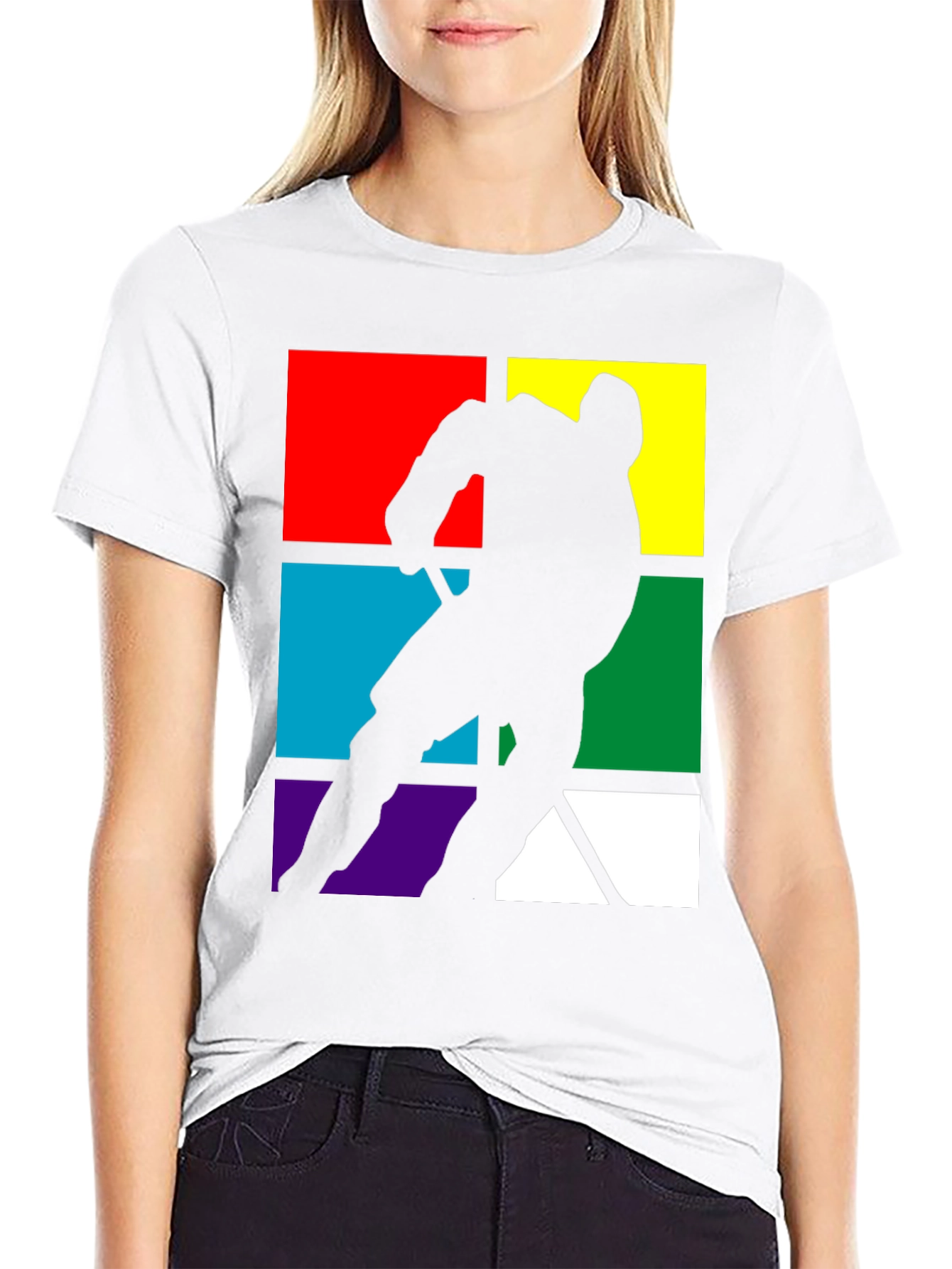Black Retro Hockey Player Graphic Tee view 9