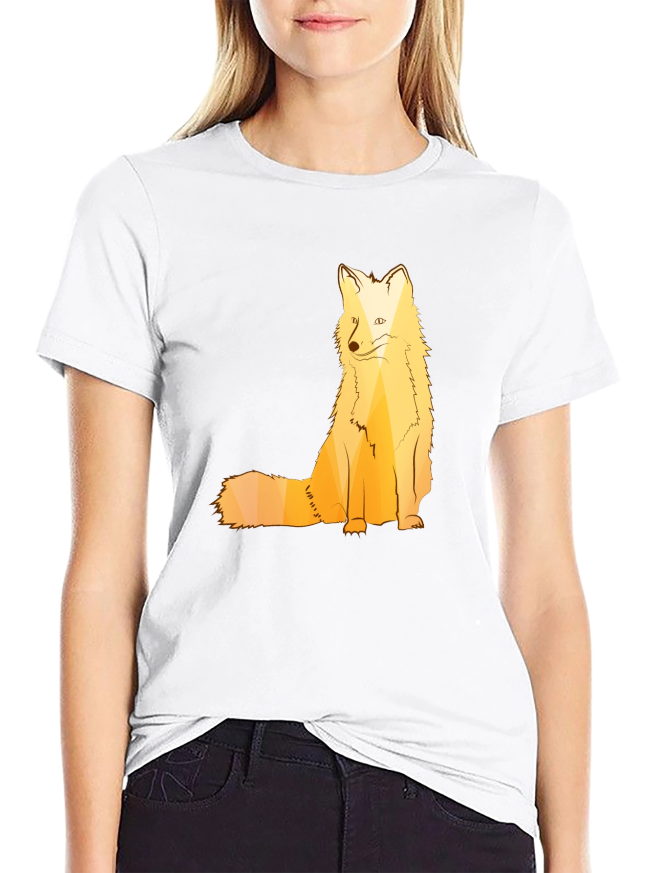 Black Geometric Fox Graphic T-Shirt - Stylish Animal Print view 9