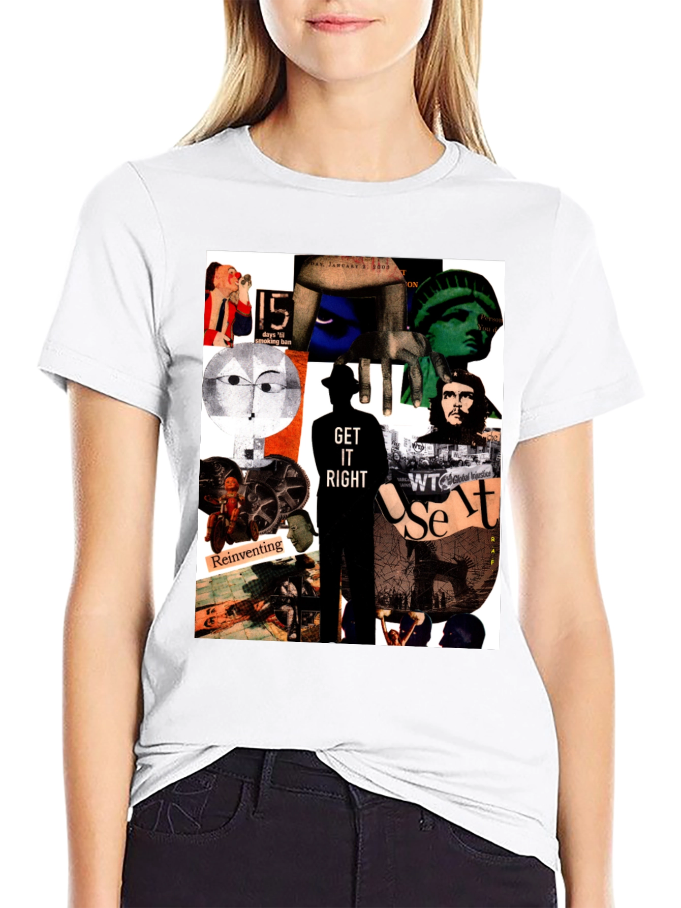 Black Artistic Collage Graphic T-Shirt view 9