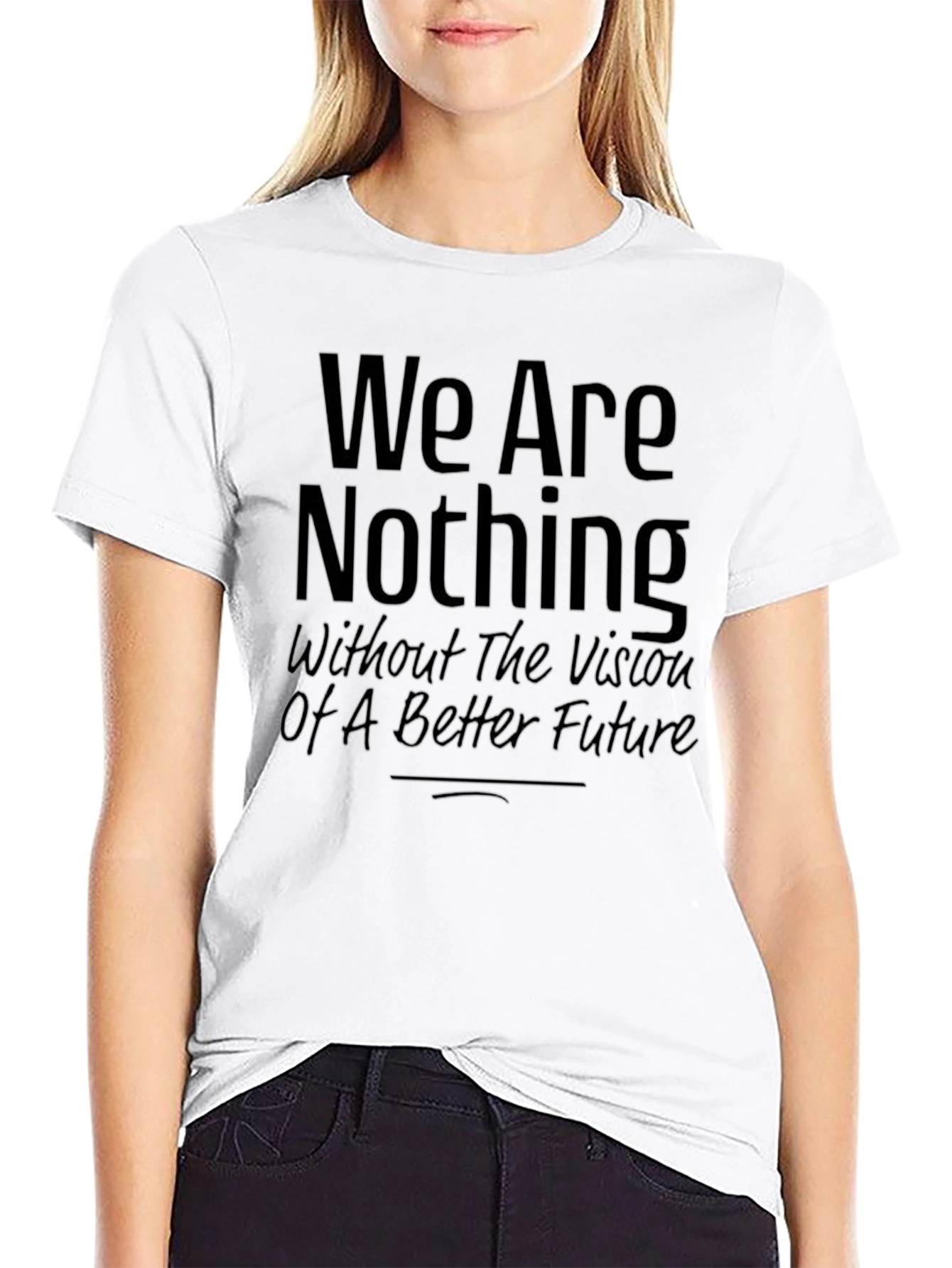 Black Inspirational Graphic Tee - We Are Nothing Slogan view 9