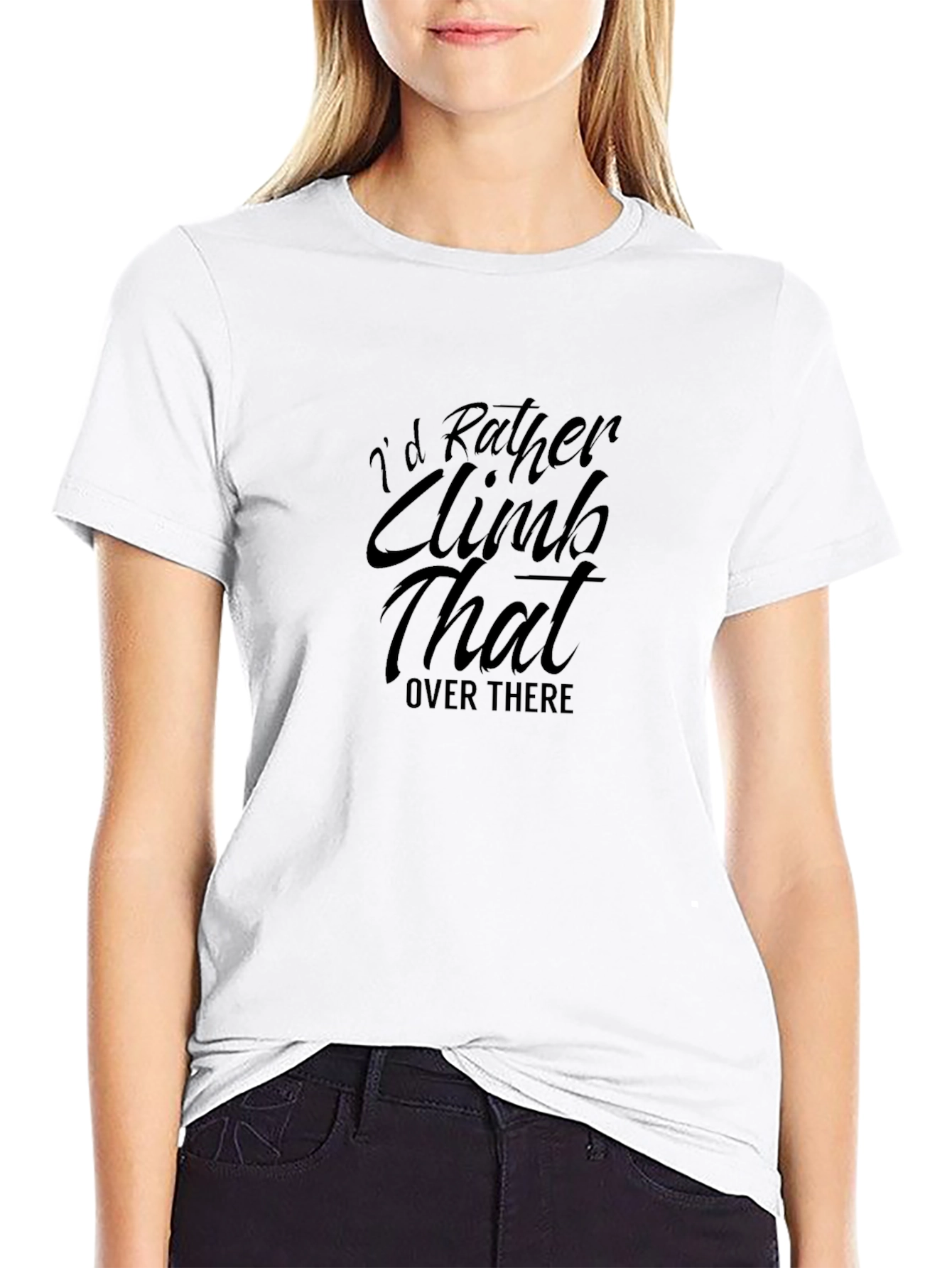 Black Climbing Enthusiast T-Shirt - I'd Rather Climb view 9