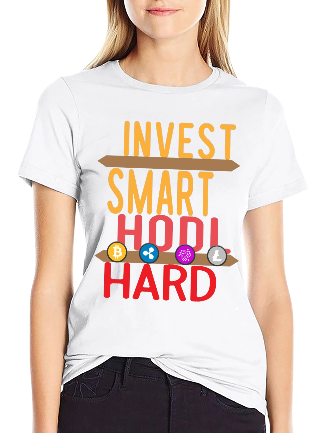 Black Invest Smart HODL Hard Crypto T-Shirt view 9