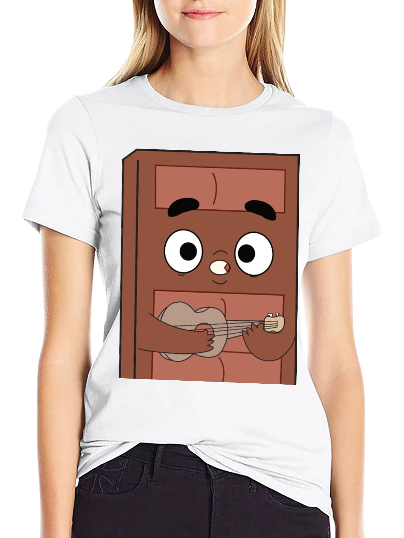 Black Cartoon Character Ukulele T-Shirt view 9